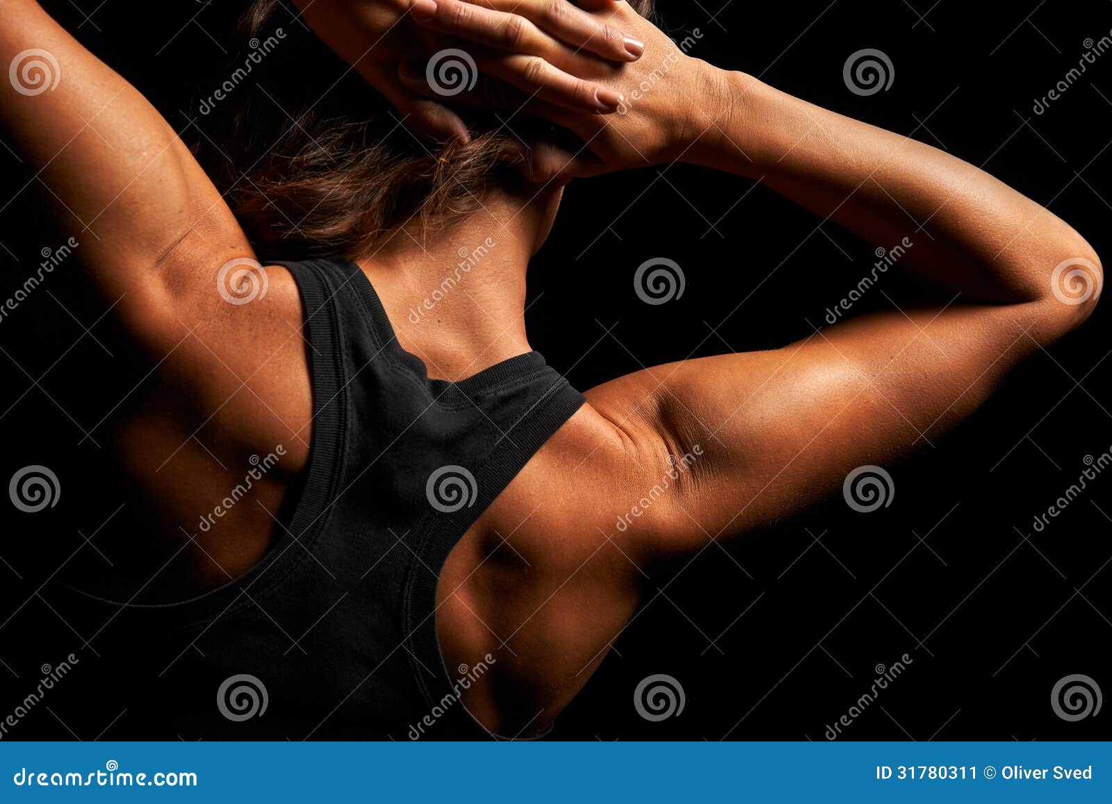 Woman muscular back stock image. Image of rear, female - 30062293