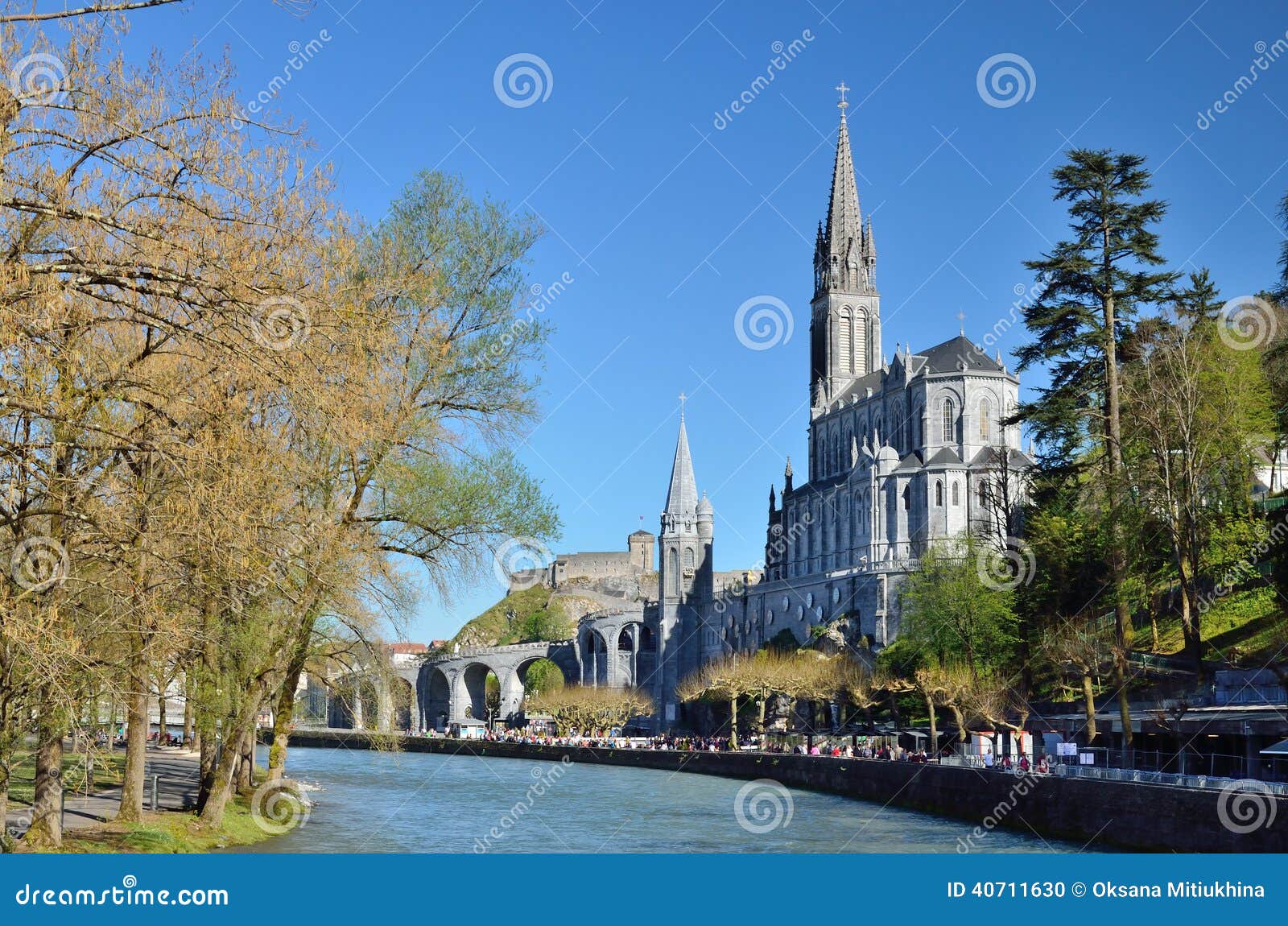 Upper church in Lourdes stock photo. Image of background - 40711630