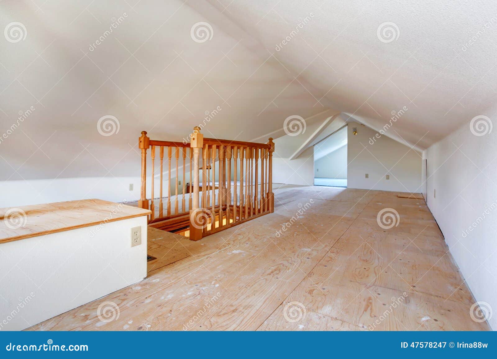 Upper Empty Room With Low Vaulted Ceiling Stock Image