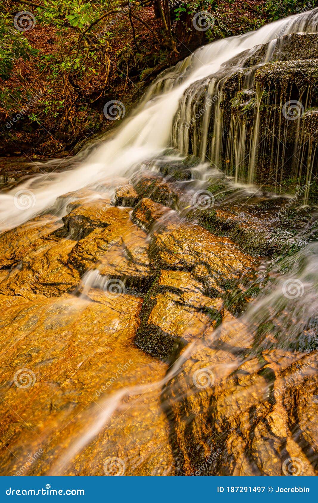 Upper Glen Cannon Falls from Sideways View Stock Image Image of