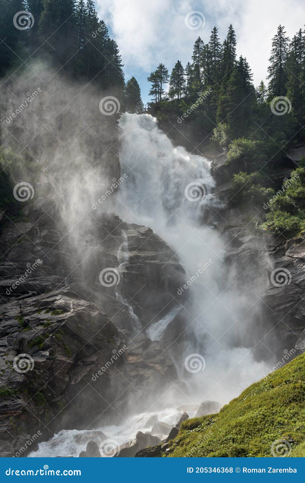 upper part of the krimml waterfalls, highest waterfall in austria