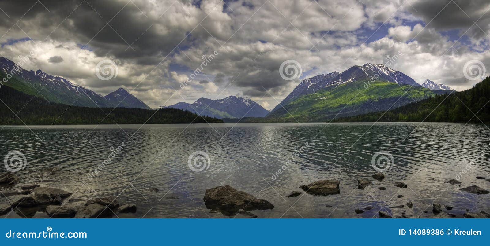 Upper Trail Lake Panorama, Moose Pass Stock Photo Image of reflection