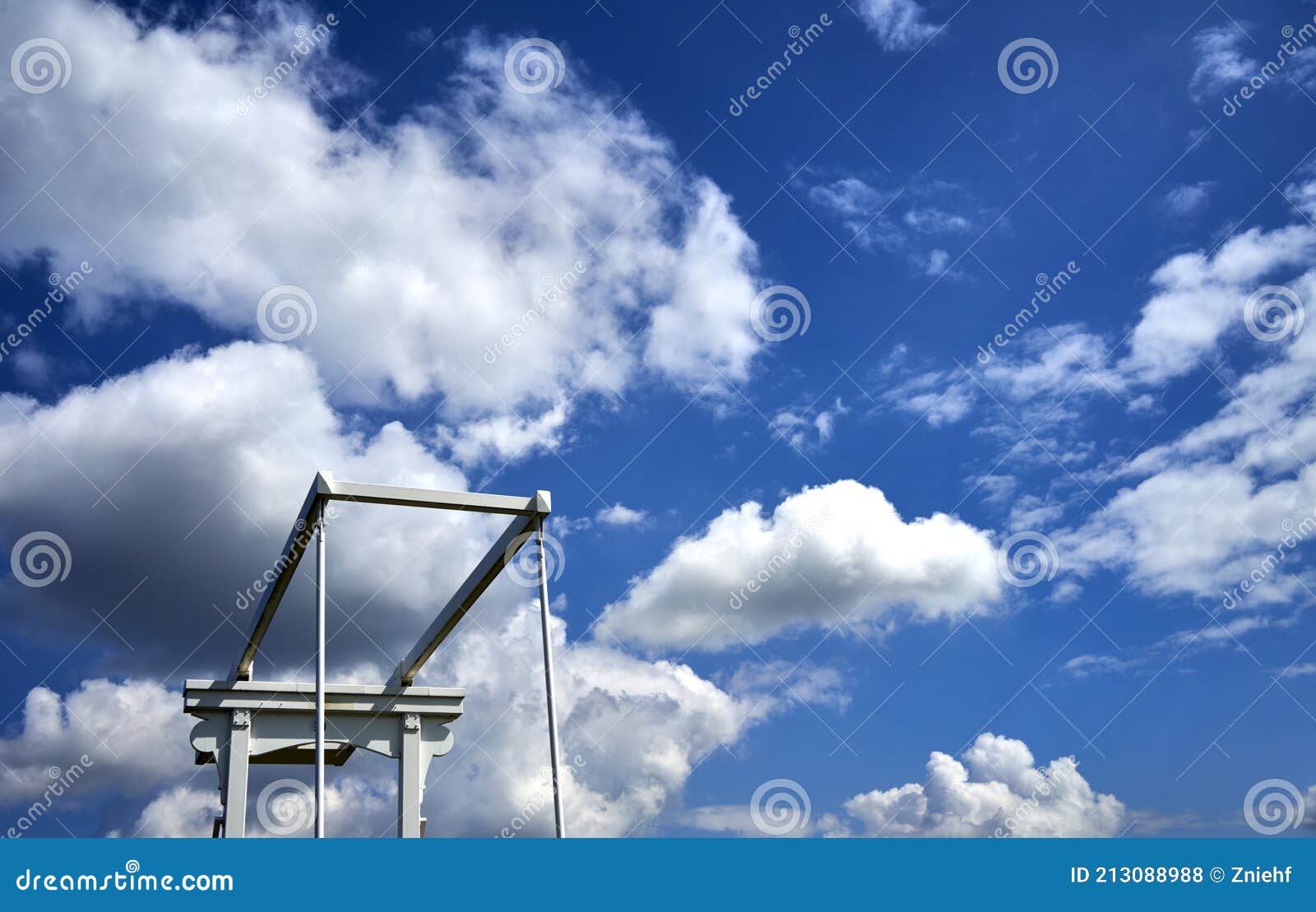 Upper White Hinge of the Lifting Beams of a Drawbridge in Front of a
