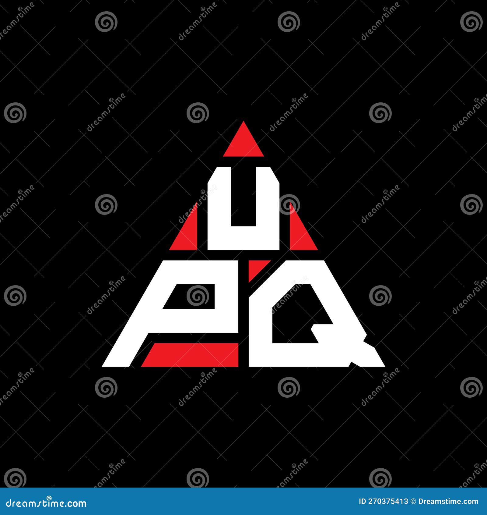 upq triangle letter logo  with triangle . upq triangle logo  monogram. upq triangle  logo template with red
