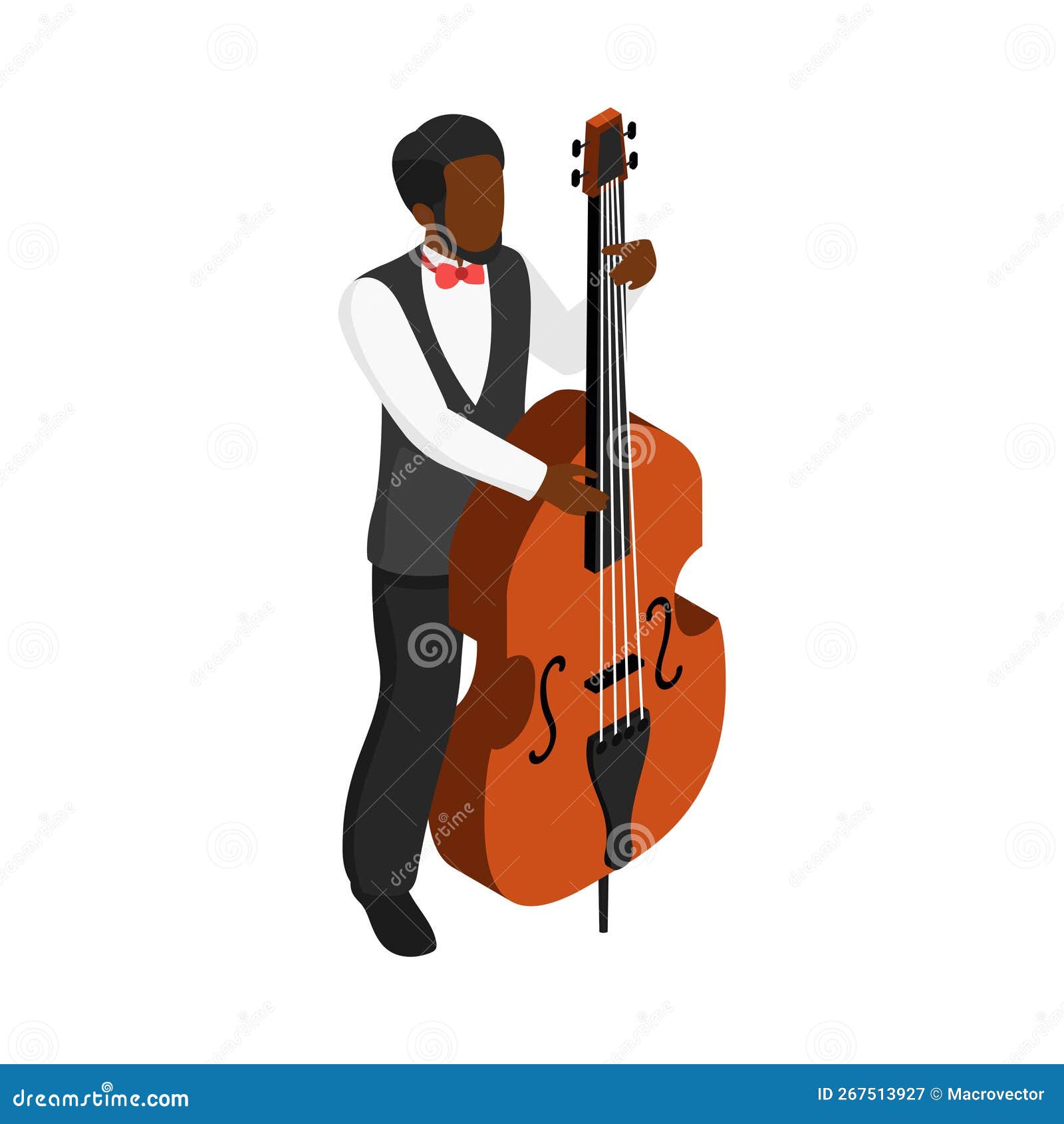 Upright Bass Artist Composition Stock Vector Illustration of musician