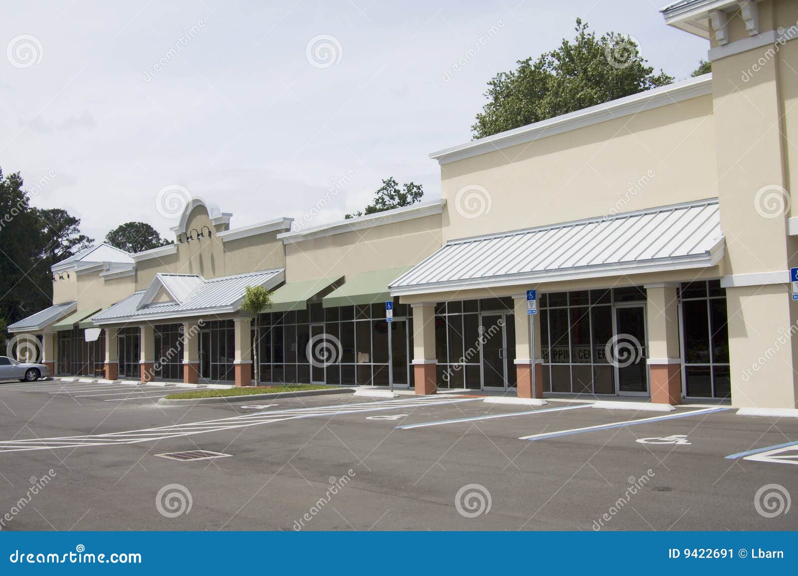 upscale beige strip mall