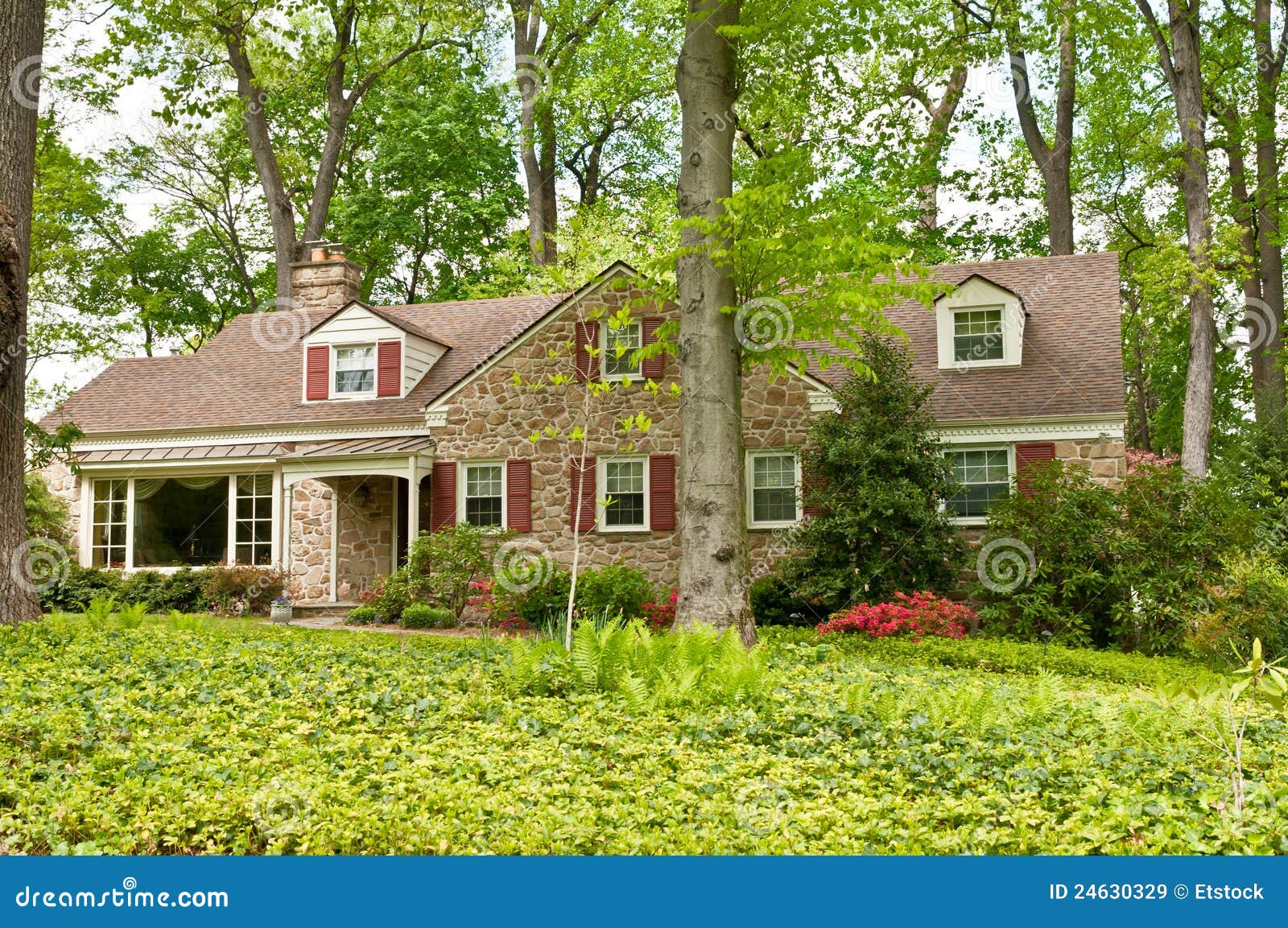 Upscale Family House on the Hill Stock Image Image of spring