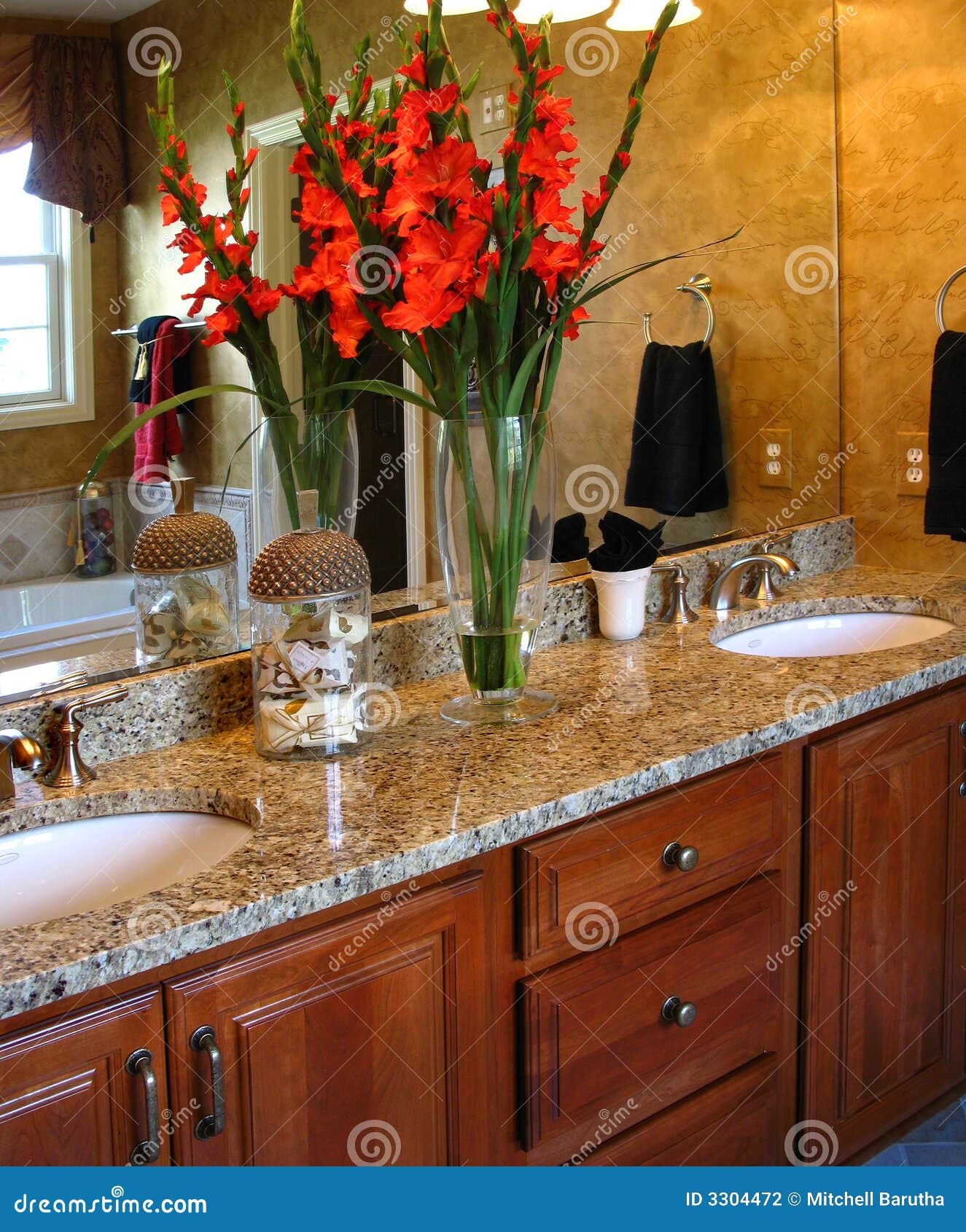 Upscale Master Bathroom stock photo. Image of granite 3304472