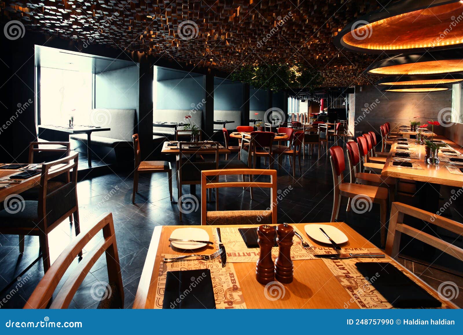 An Upscale Restaurant with Elegan Interior Stock Photo Image of room