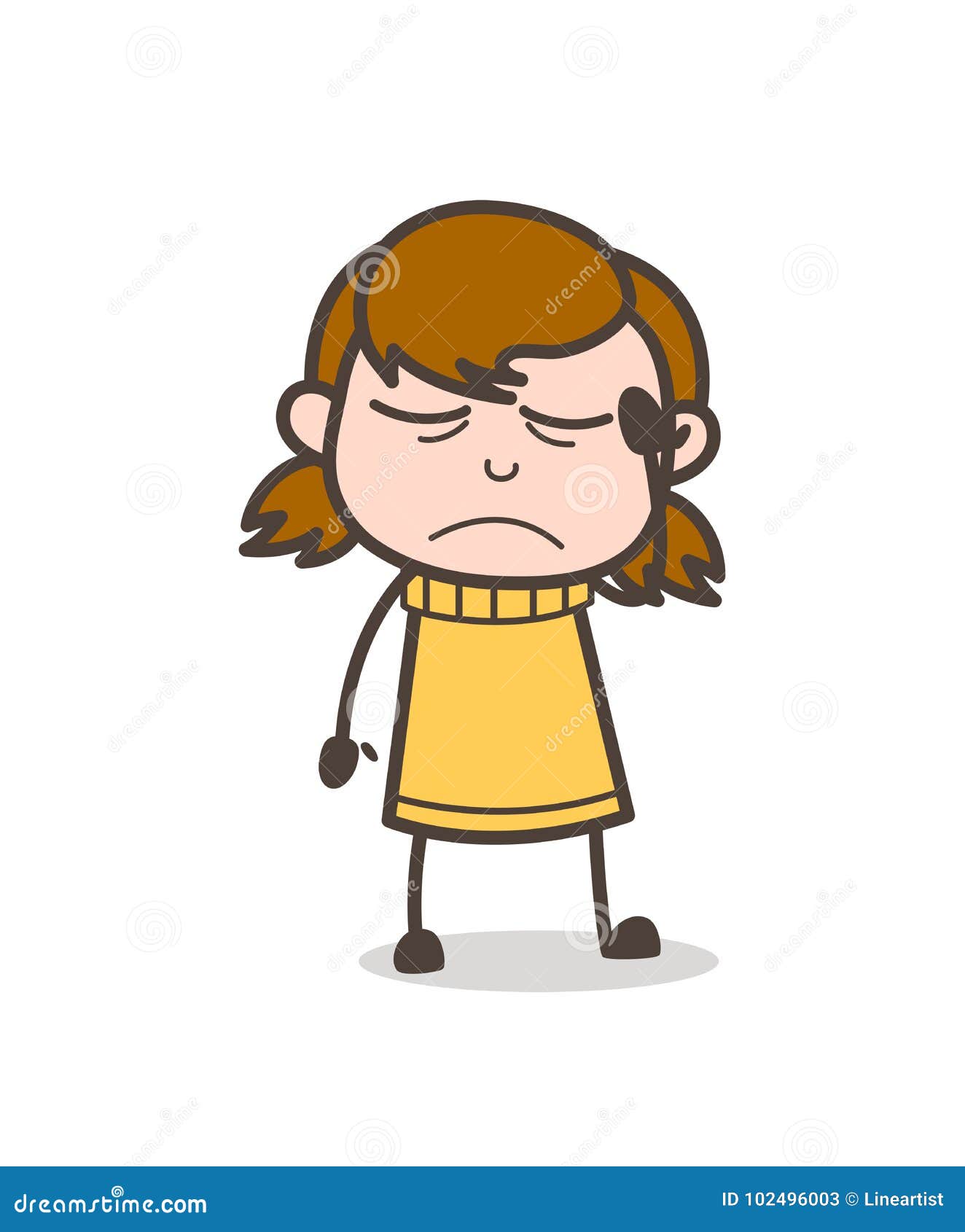 Upset Face Expression - Cute Cartoon Girl Illustration Stock ...