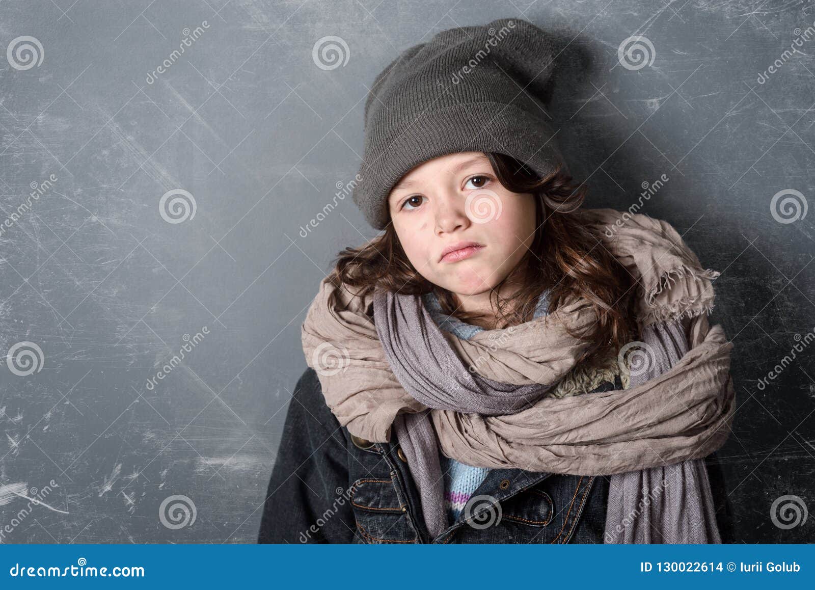 Upset girl with dirty face stock photo. Image of grey - 130022614