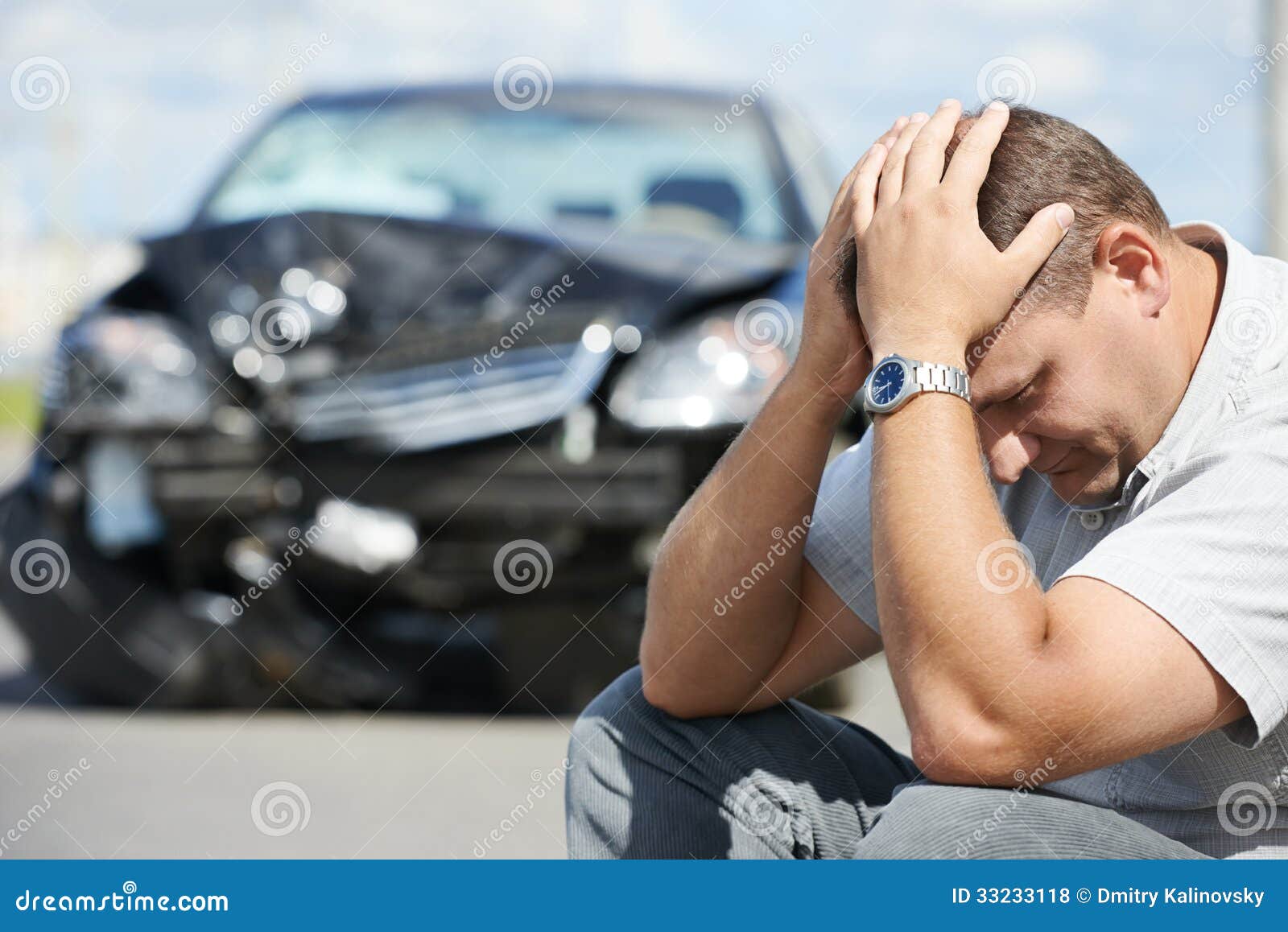 upset man after car crash