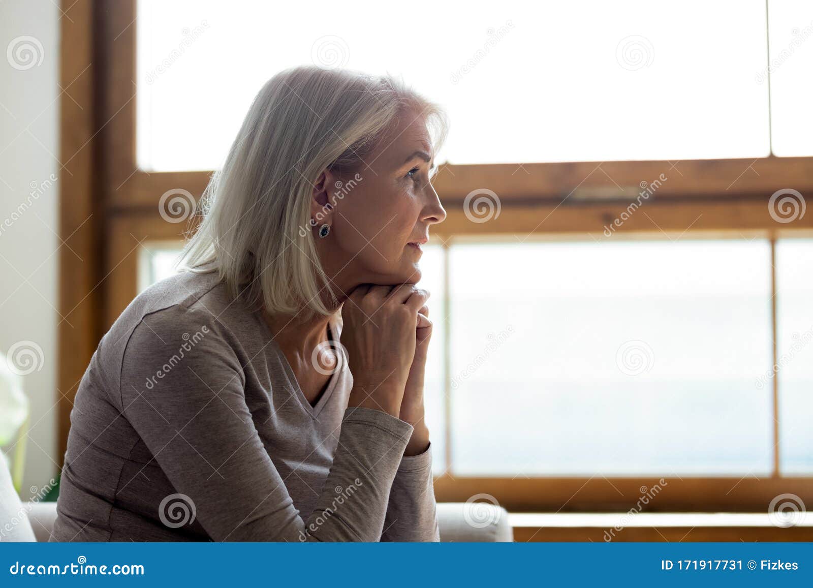 Upset Mature Woman Look In Distance Feeling Sad Mourning Stock Image My Xxx Hot Girl