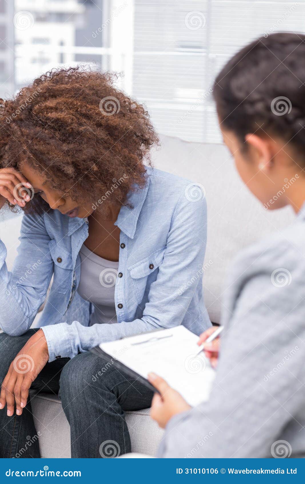 Upset Woman Crying on the Sofa in Therapy Stock Photo - Image of sofa ...