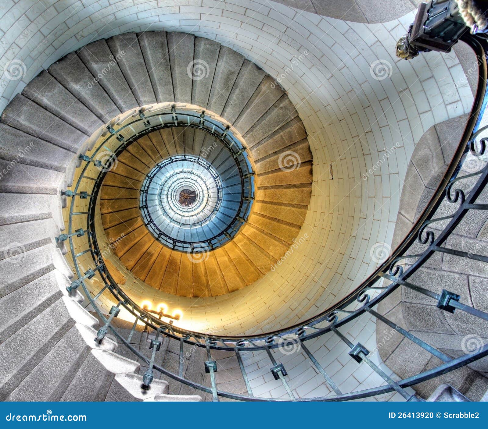 upside view of a spiral staircase