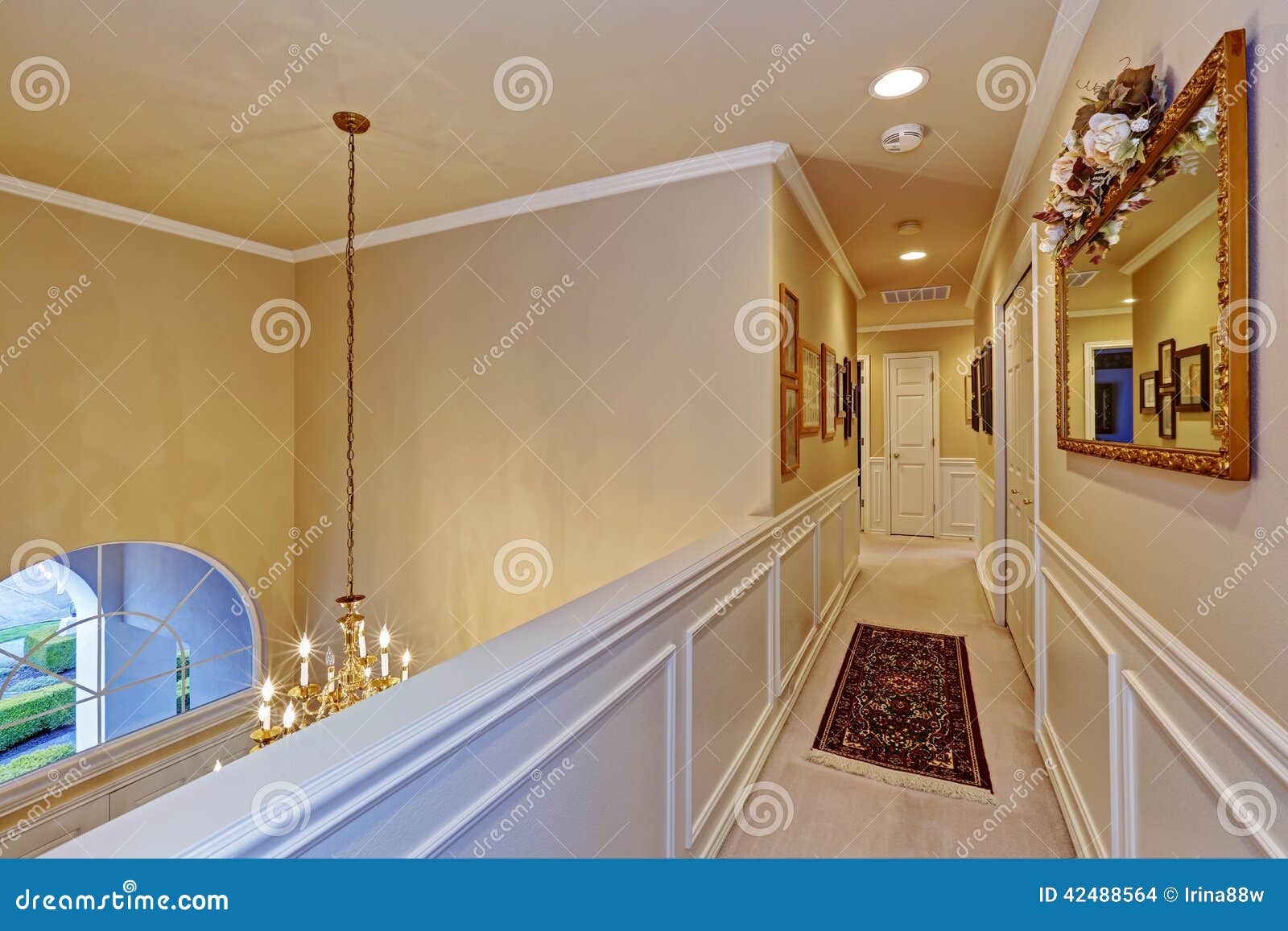 Upstairs Hallway in Luxury House Stock Photo - Image of upstairs ...