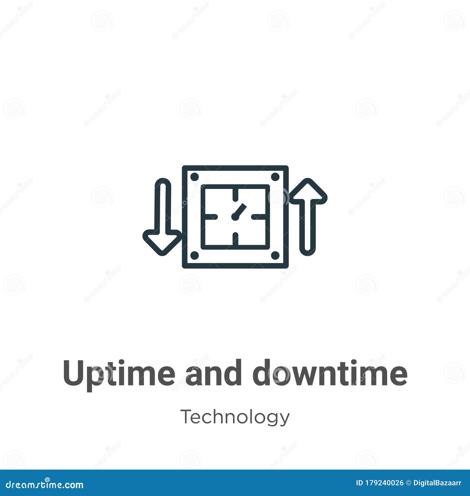 uptime and downtime outline  icon. thin line black uptime and downtime icon, flat  simple   from