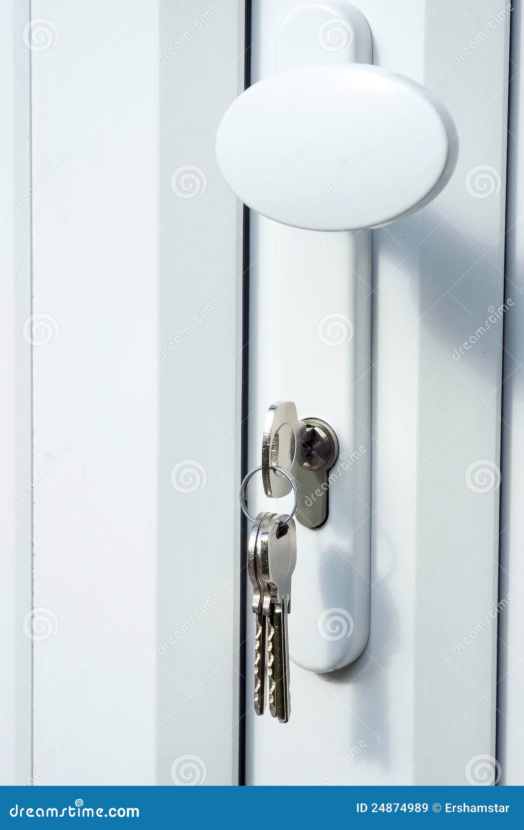 upvc double glazed door with keys in the lock