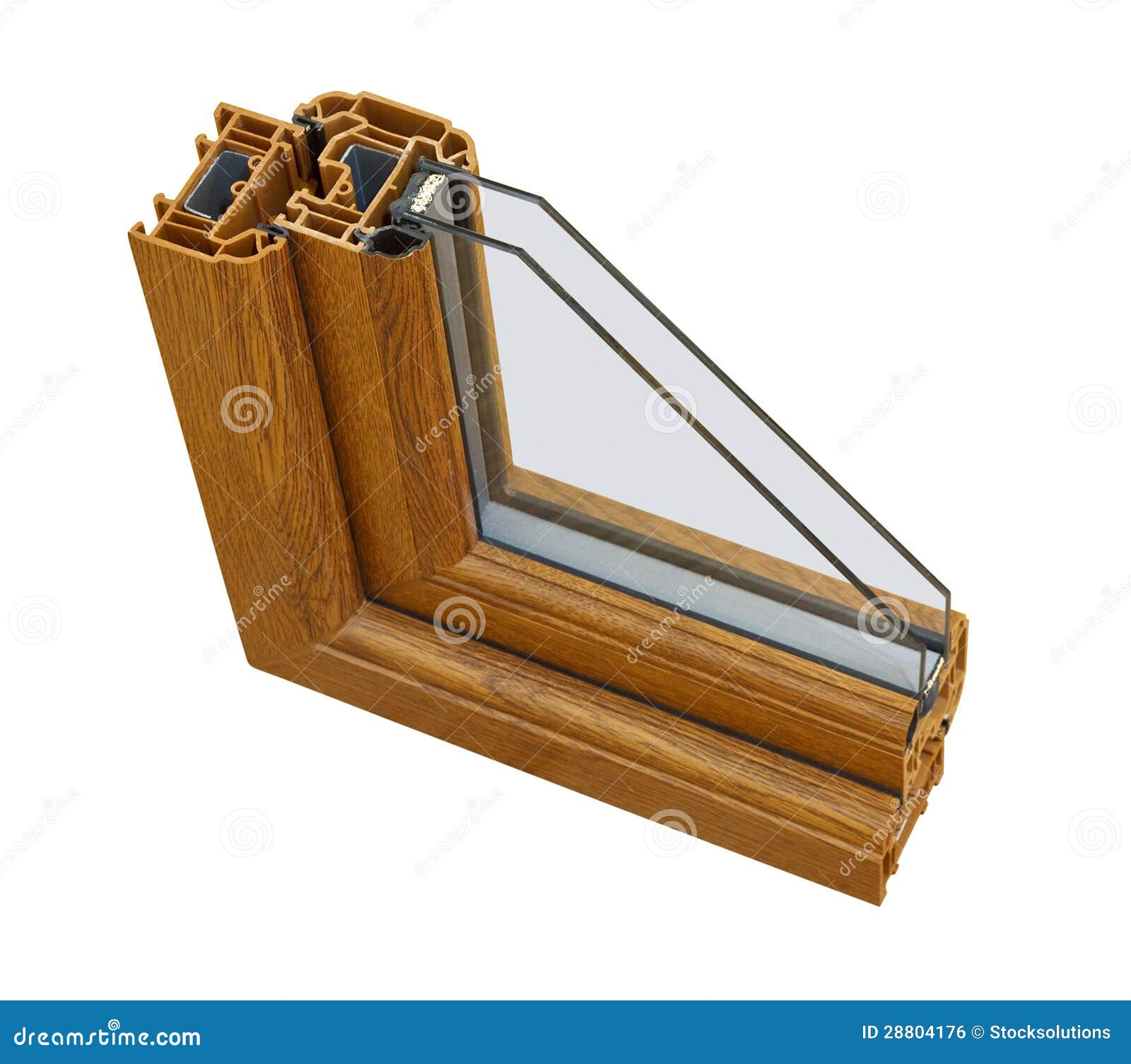 UPVC Wood Effect Double Glazing Cross Section Stock Photo Image of