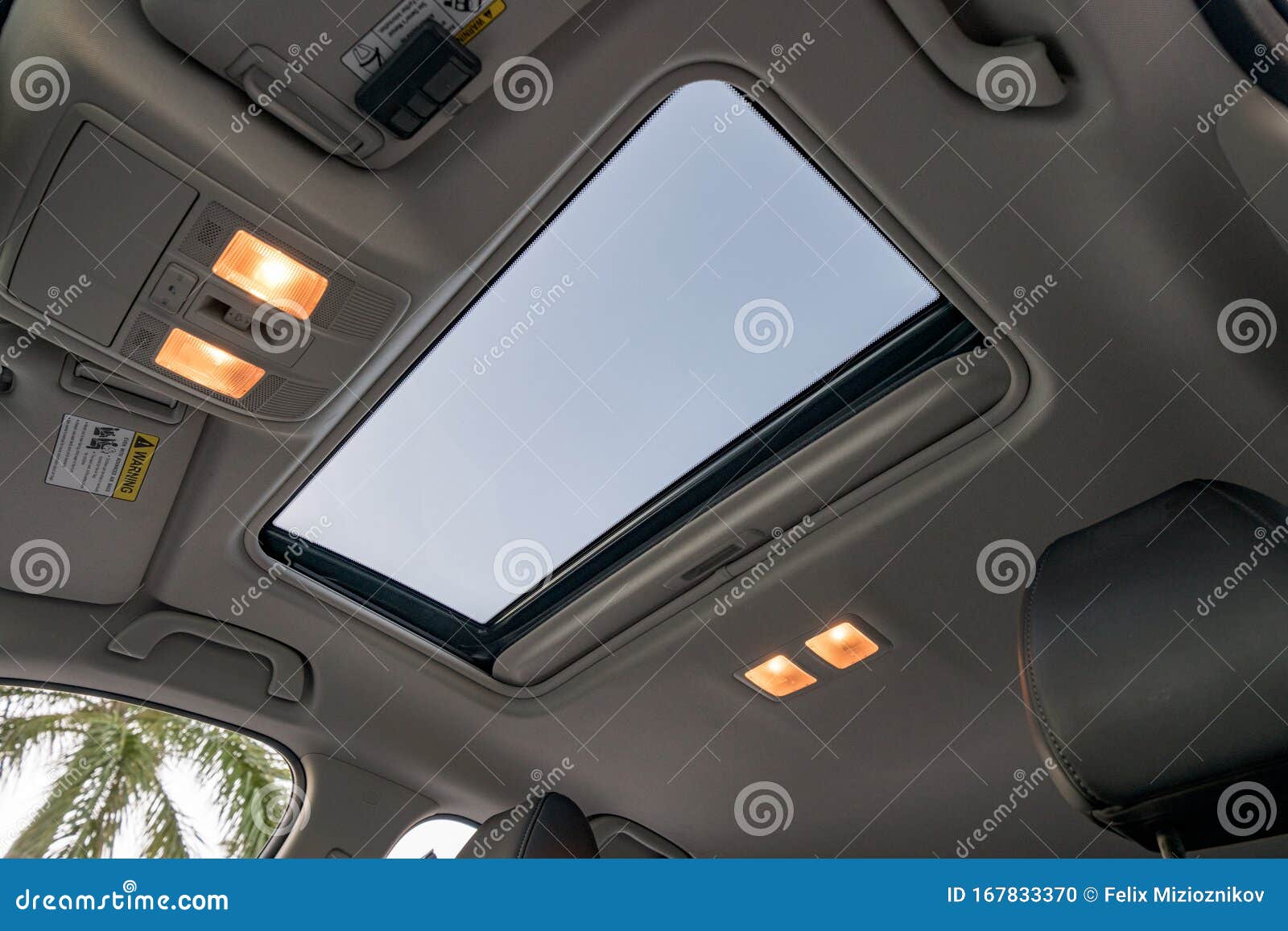 upward view at car sunroof