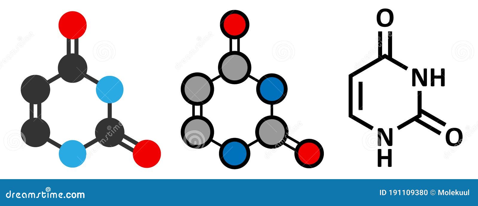 Uracil (U) Nucleobase Molecule. Present in Ribonucleic Acid (RNA Stock