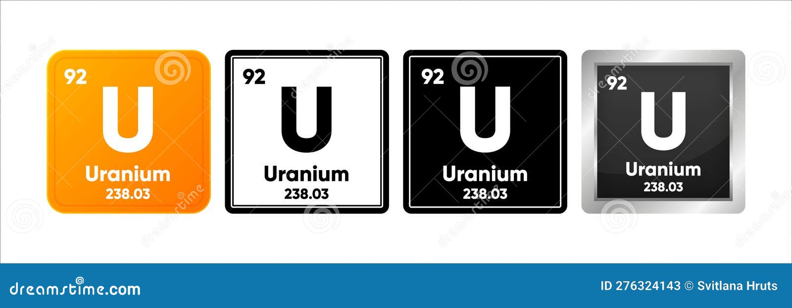 Uranium Chemical Element with 92 Atomic Number, Atomic Mass and