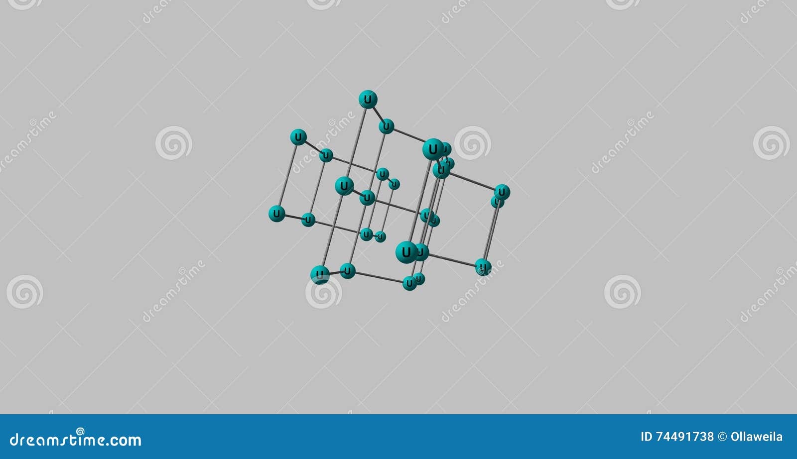 Uranium Molecular Structure Isolated on Grey Stock Illustration