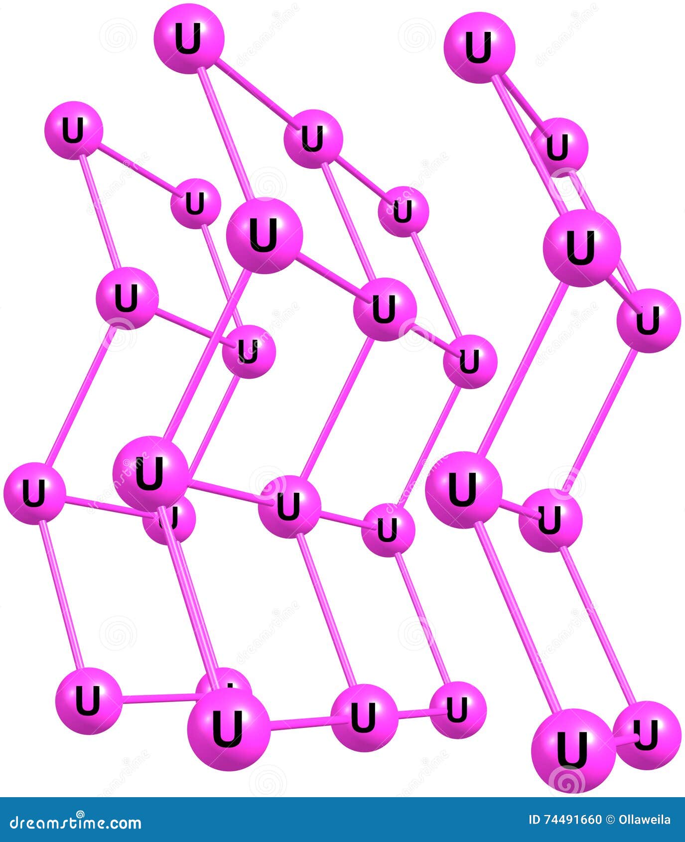 Uranium Molecular Structure Isolated on White Stock Illustration