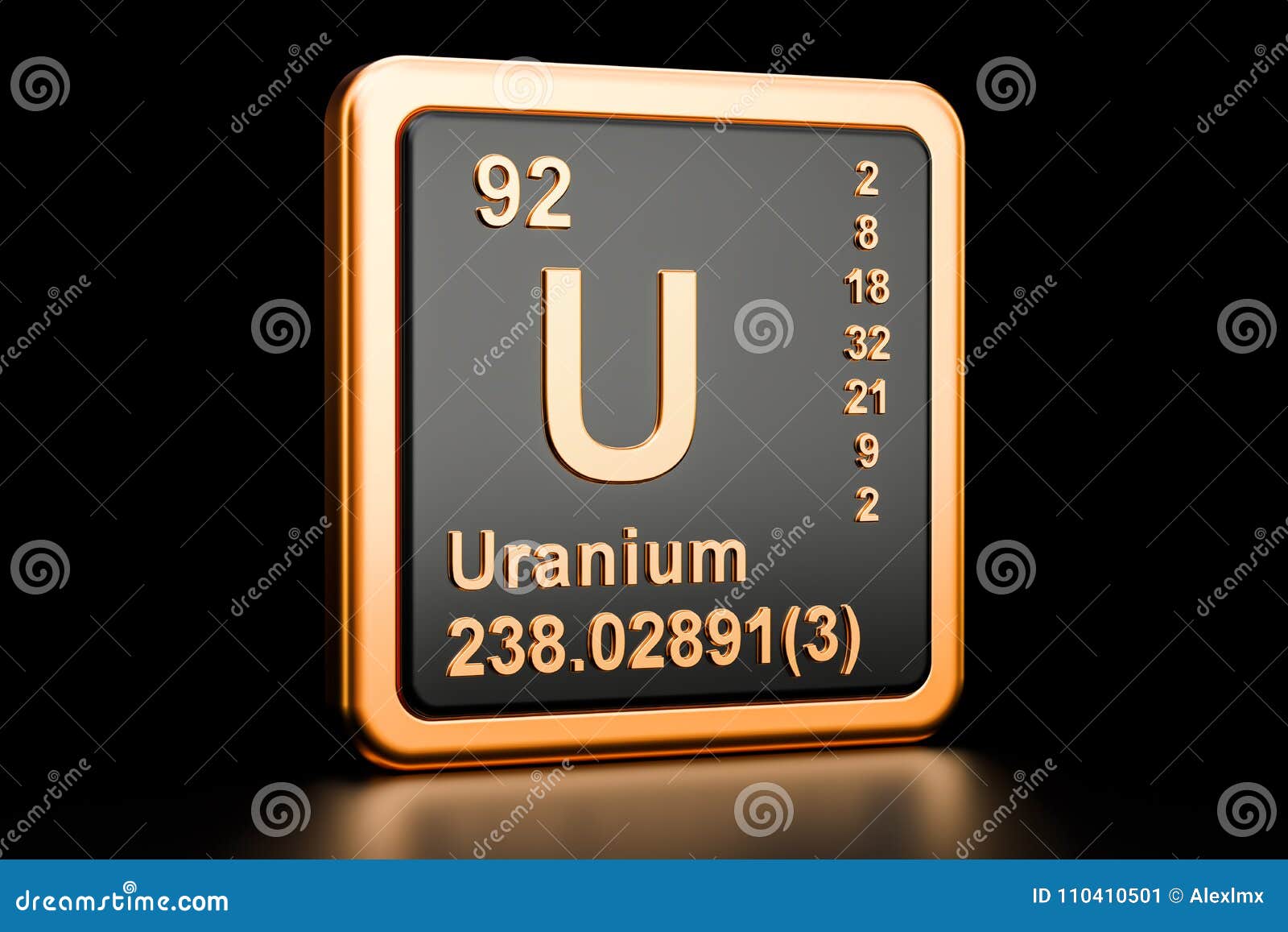 uranium u chemical . 3d rendering