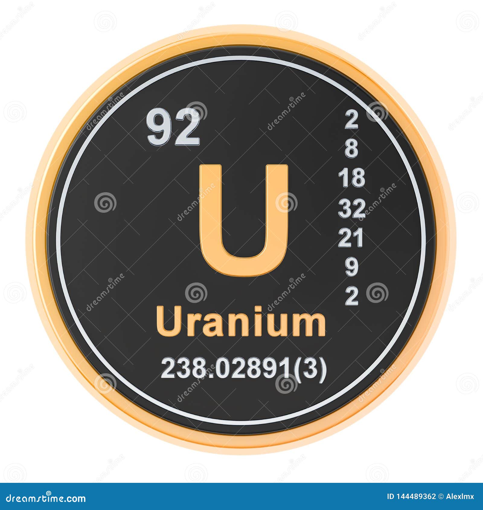 Uranium U Chemical Element. 3D Rendering Stock Illustration
