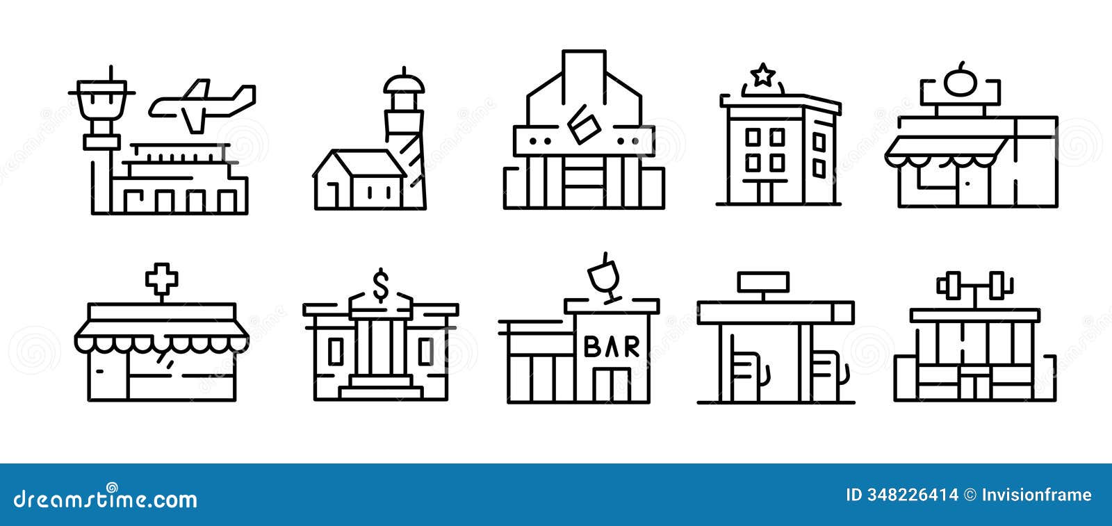 urban architecture icon set