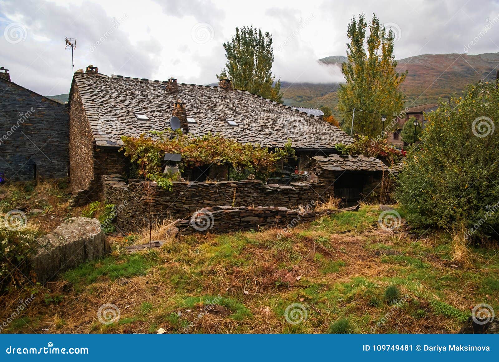 urban autumn landscape in one of black cities of spain majaelra