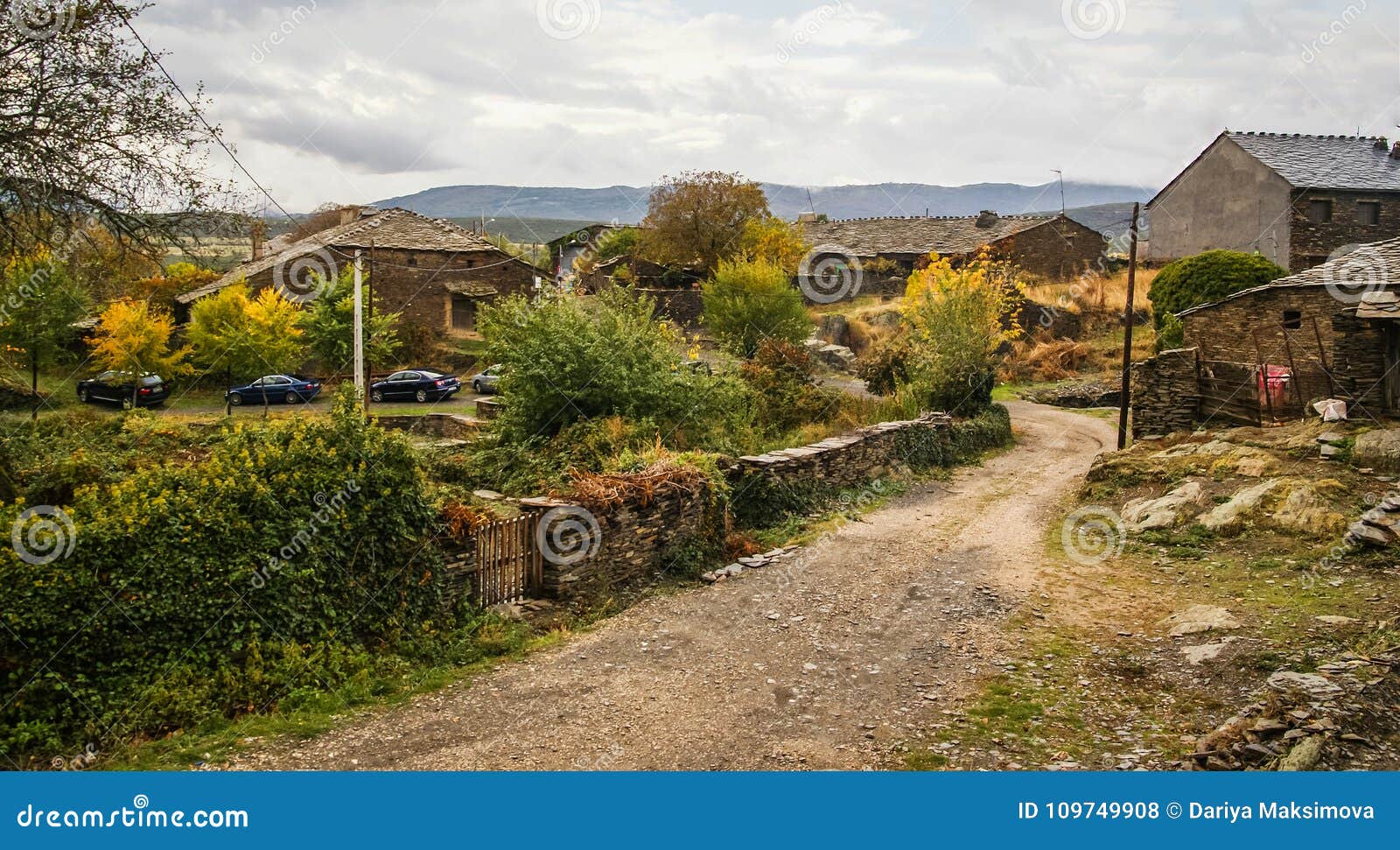 urban autumn landscape in one of black cities of spain majaelra