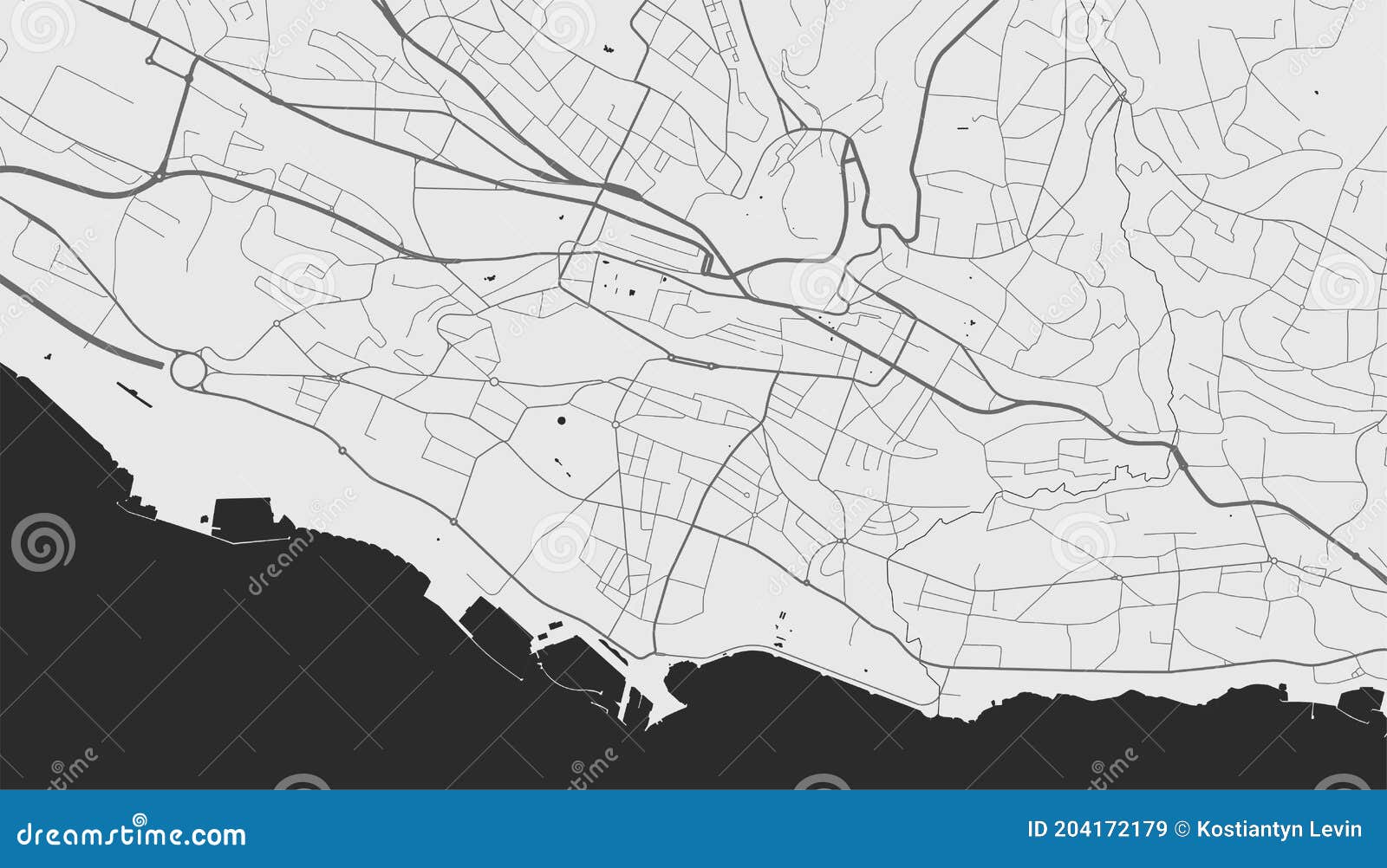 Urban City Map of Lausanne. Vector Poster. Grayscale Street Map Stock ...