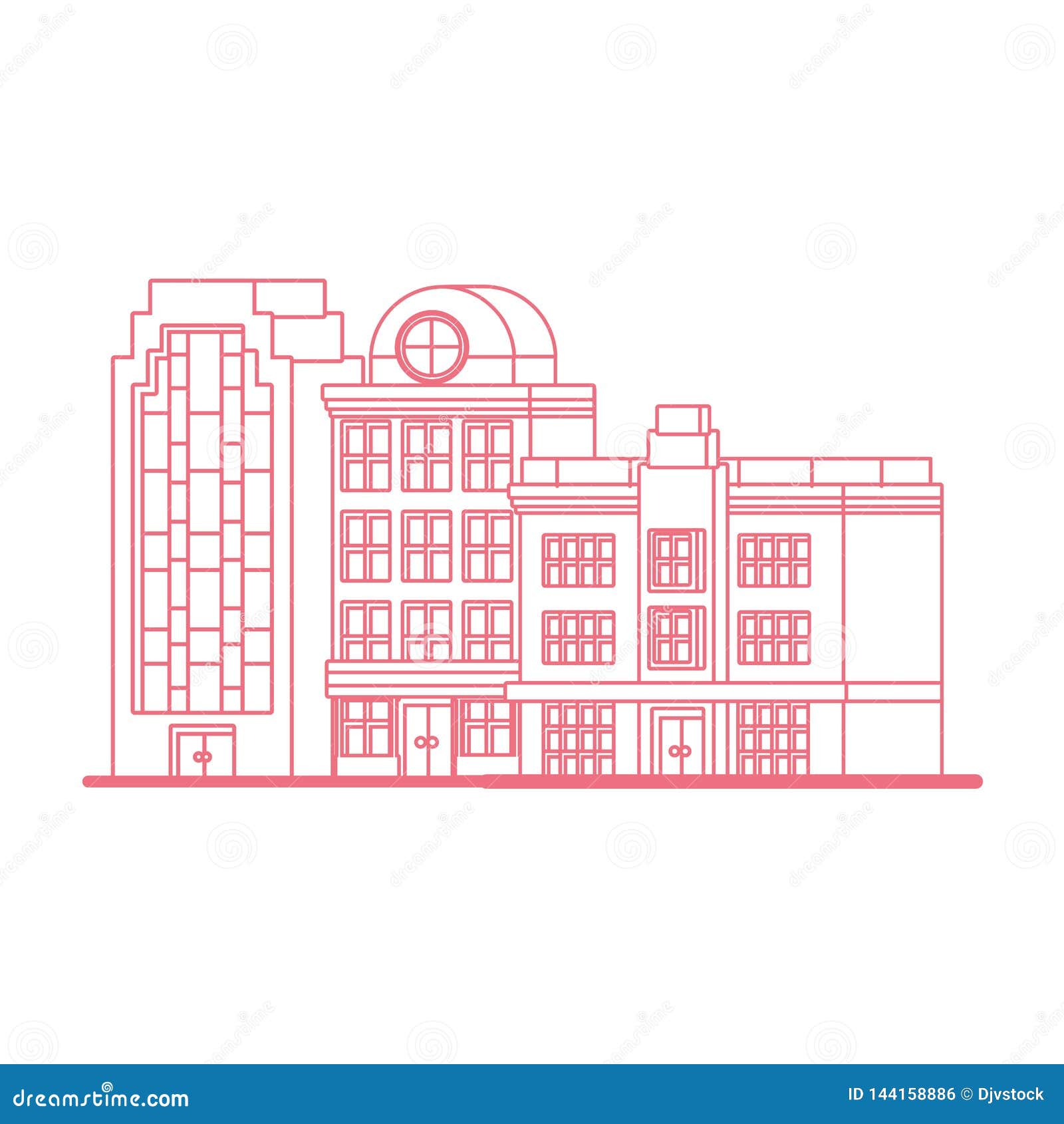 Urban Cityscape Buildings Outline Design Red Stock Illustration ...