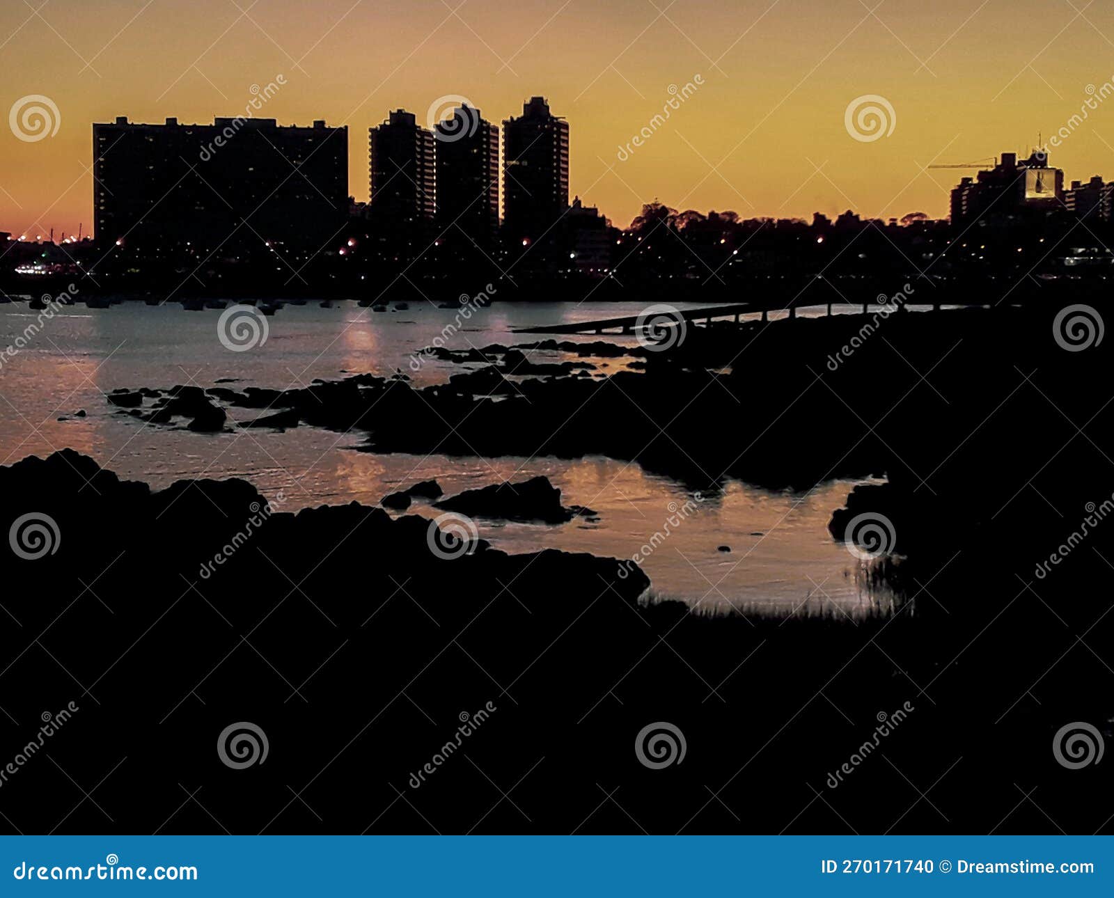 urban coastal silhouette, montevideo, uruguay