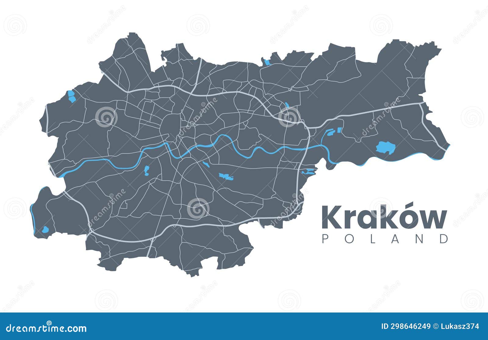 urban cracow map. city poster.