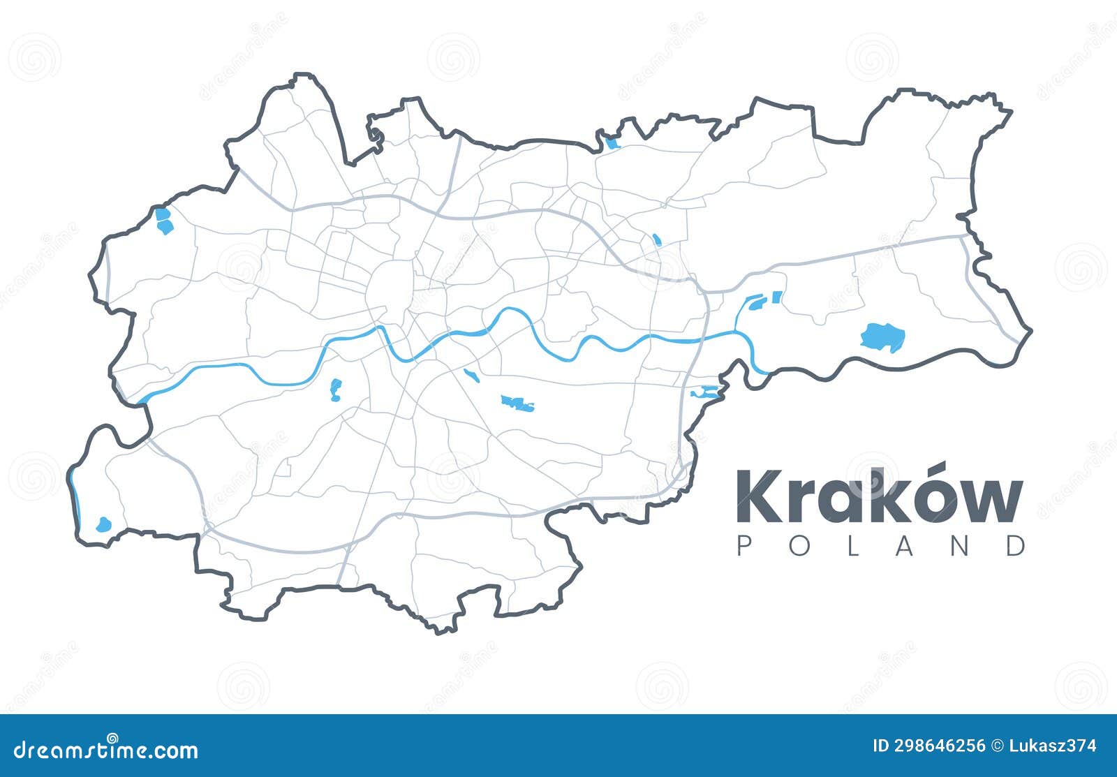 detailed map of krakow (cracovia), poland