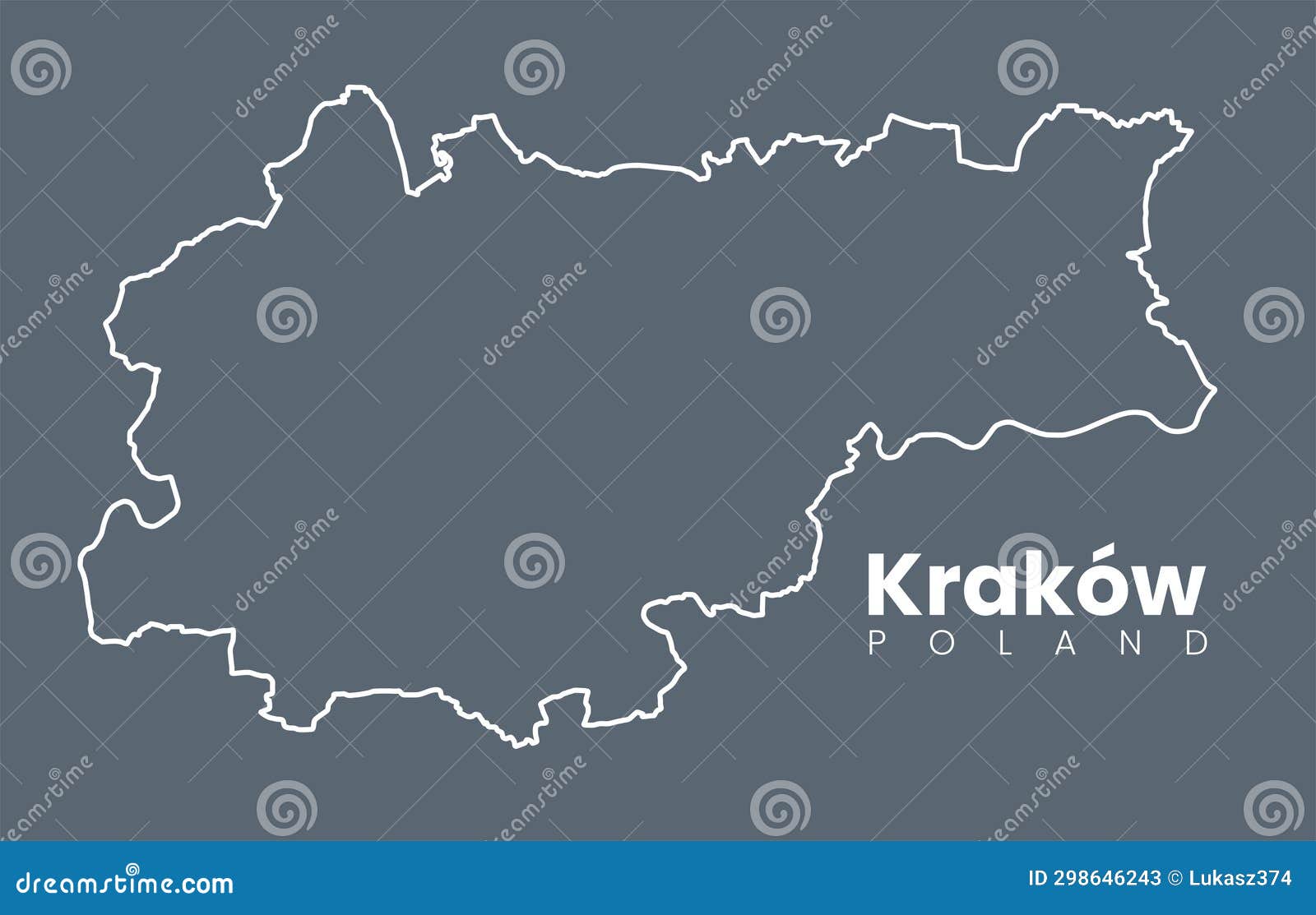 urban cracow map. krakÃÂ³w city (cracovia), poland borders poster.