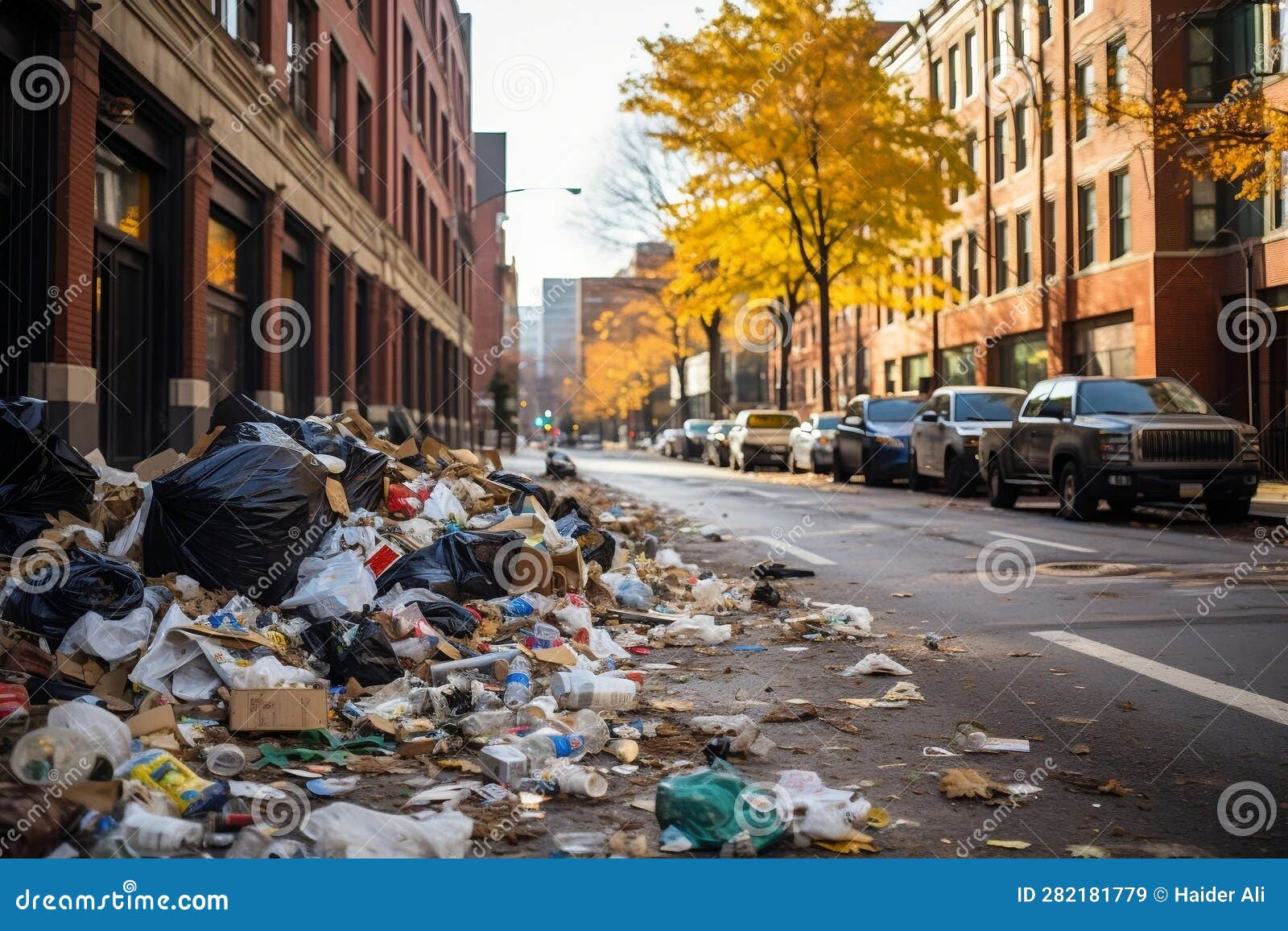 Urban Garbage Disposal. Generative AI Stock Illustration Illustration