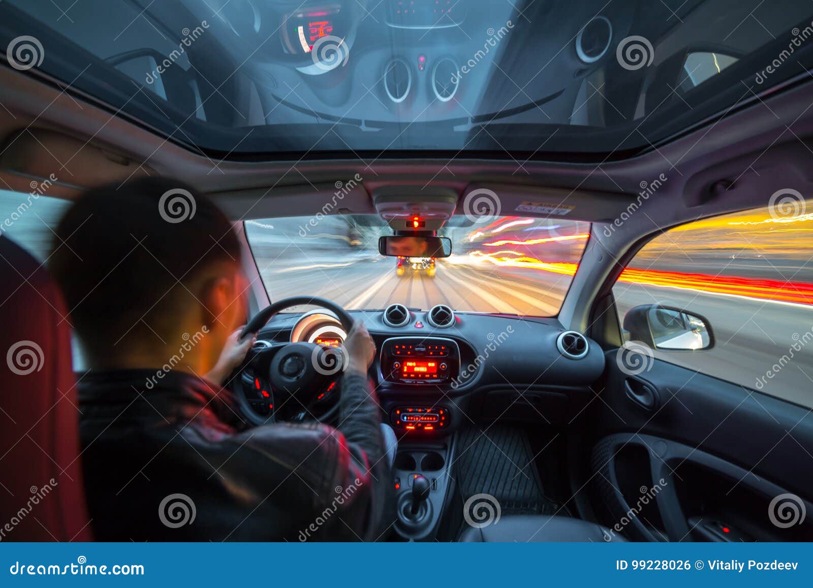Night City Road View From Inside Car Stock Photo Image Of