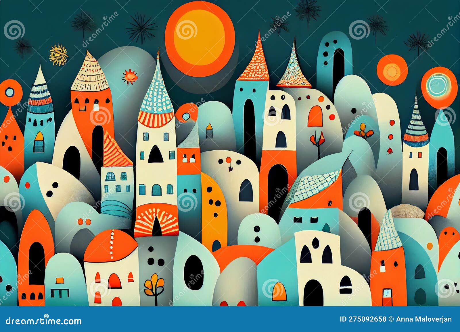 Urban Landscape. Pattern with Houses Stock Illustration Illustration