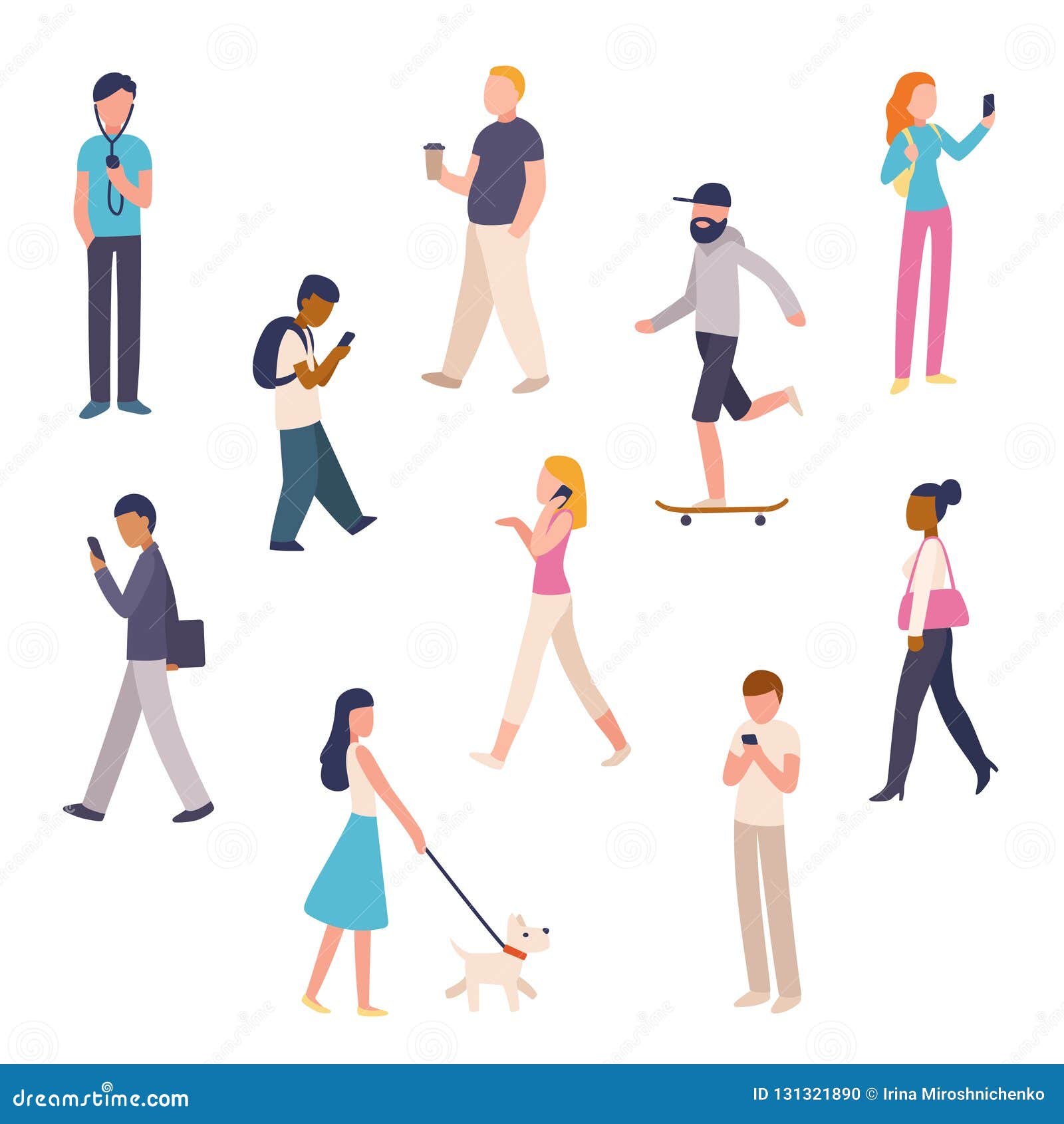 Urban people walking set stock vector. Illustration of girl - 131321890 Urban people walking set stock vector. Illustration of girl - 131321890