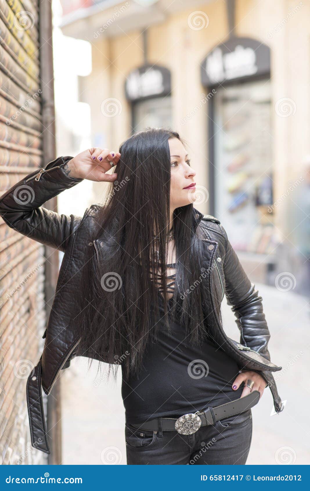 Urban Portrait of Beautiful Woman Heavy Metal Style. Stock Image - Image of  hipster, rockstyle: 65812417