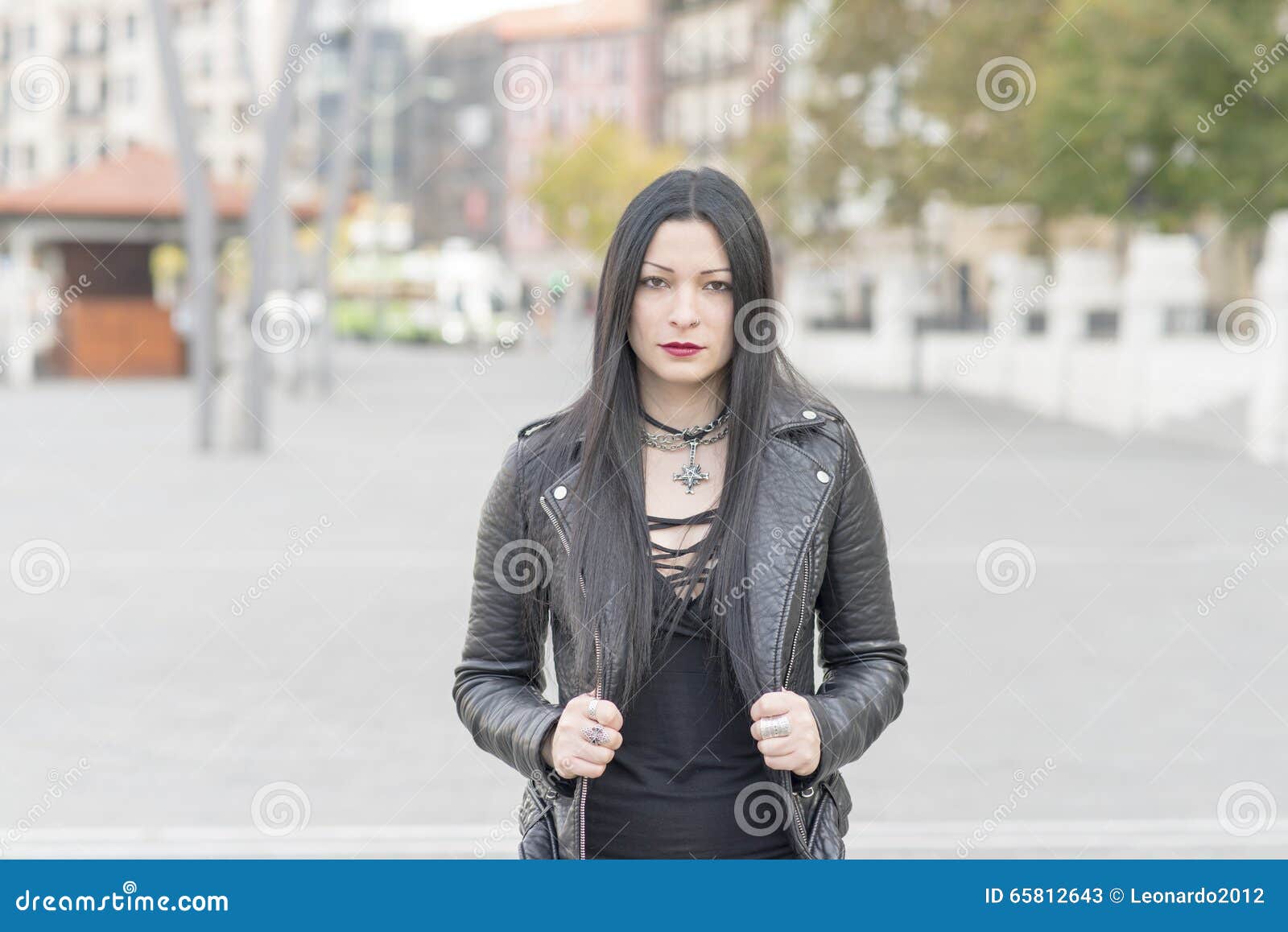 Urban Portrait Of Beautiful Woman Heavy Metal Style Stock Image Image Of Beautiful Style