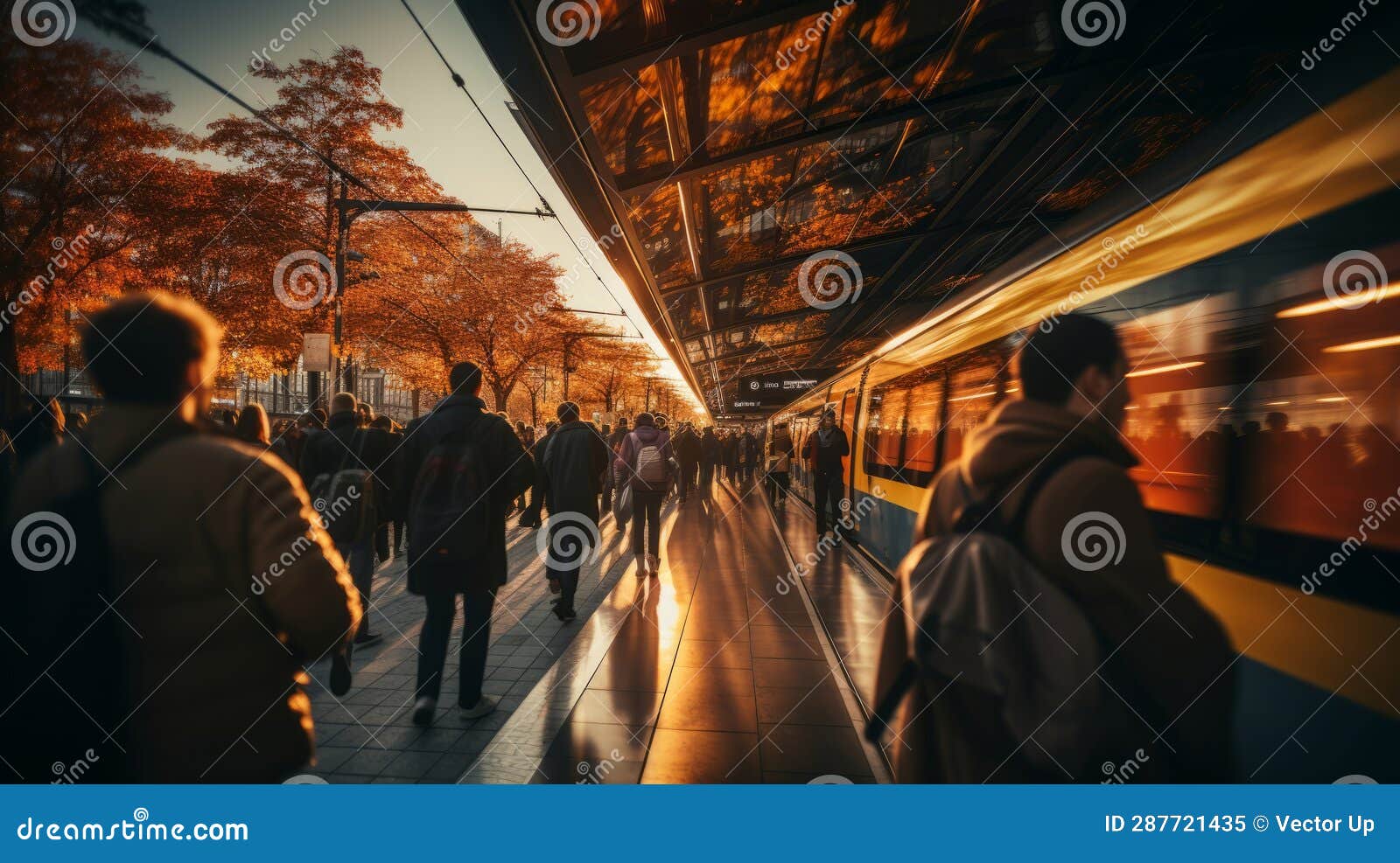 Urban Rush Hour in the Underpass Trains with a Blurred. Generative AI