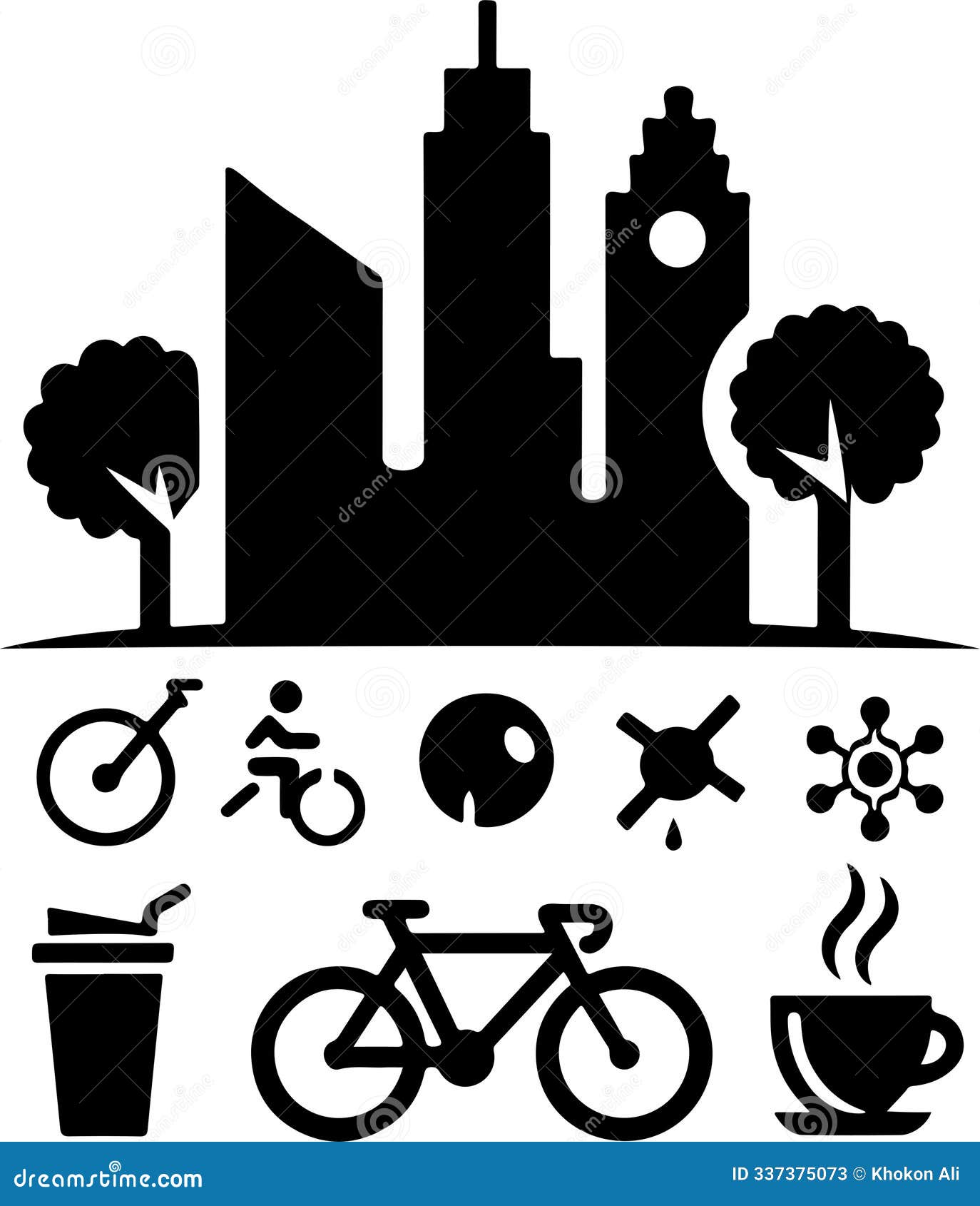 urban skyline silhouette logo merging city life with modern simplicity and clean 