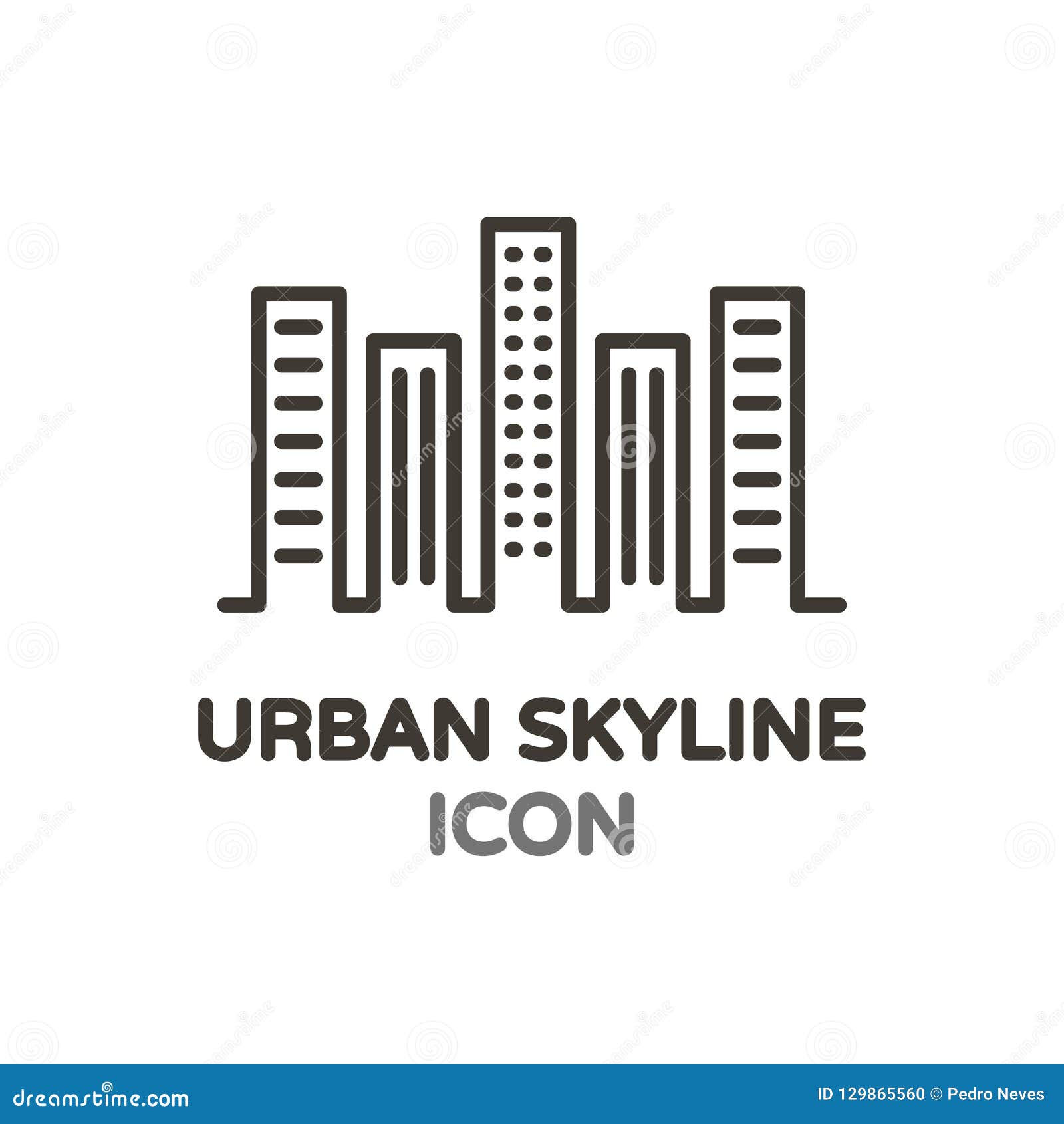urban skyline with skyscrapper buildings.  thin line