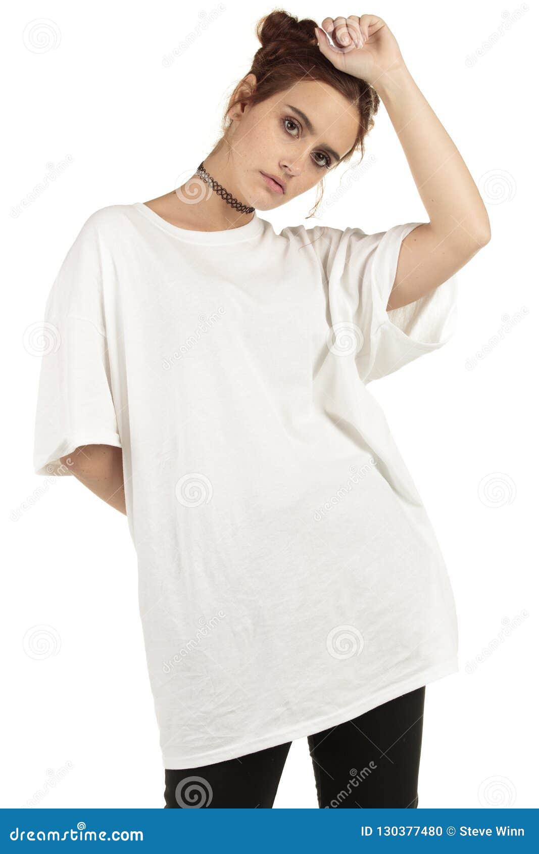 Download Urban Street Wear Fashion Model Ready For Your Oversized T Shirt Designs Stock Photo Image Of Buns Blank 130377480