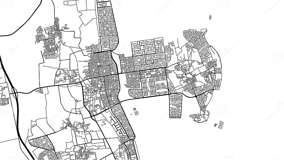 Urban Vector City Map of Al Qatif, Saudi Arabia, Middle East Stock